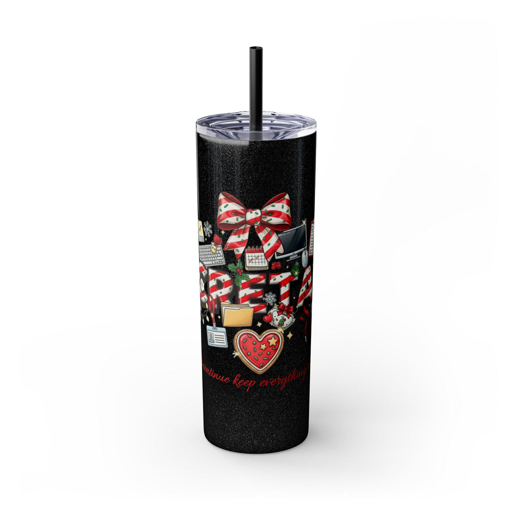 Christmas mug for the office team who keeps everything running smoothly. Candy Cane Christmas Office Secret Santa Design, 20oz with Straw