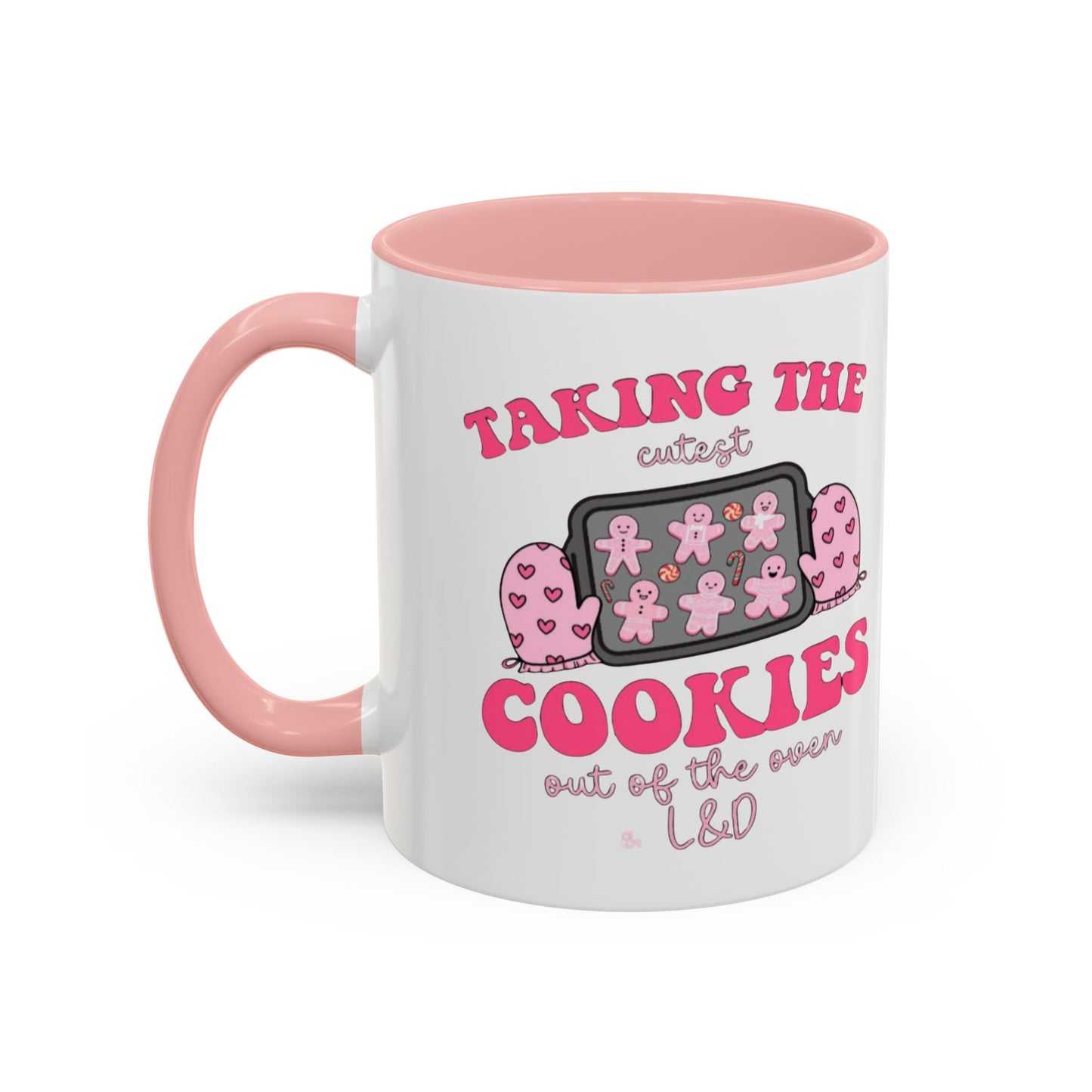 Accent Coffee Mug — "Taking the Cookies" Cute Pink Baking Design Coffee Cup for Fun Celebrations
