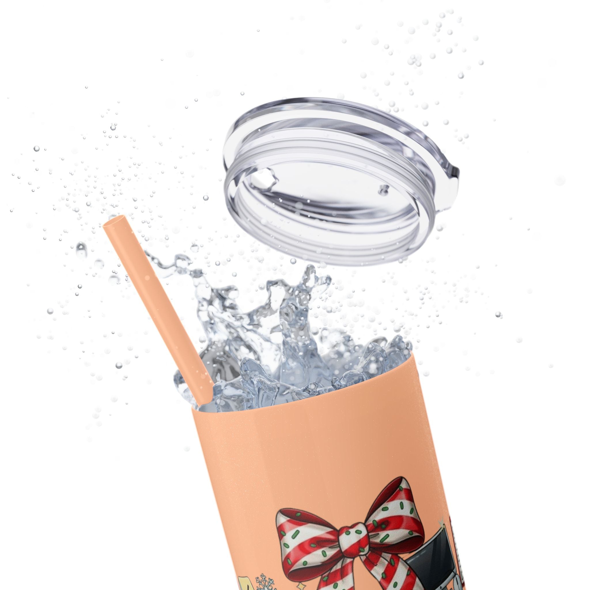 Christmas mug for the office team who keeps everything running smoothly. Candy Cane Christmas Office Secret Santa Design, 20oz with Straw