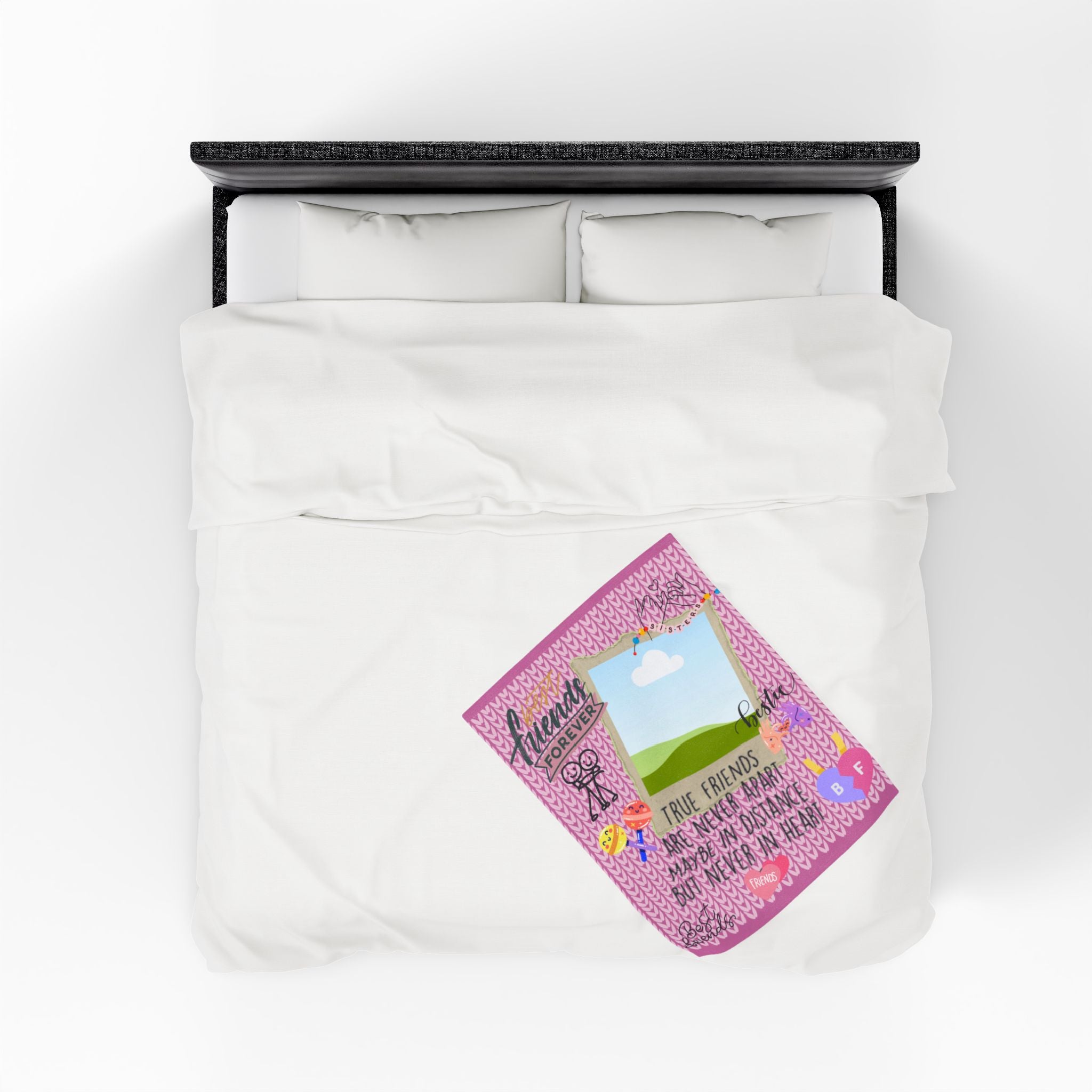 Friends Forever Velveteen Plush Blanket – "True Friends Are Never Apart" Cozy Keepsake for Besties