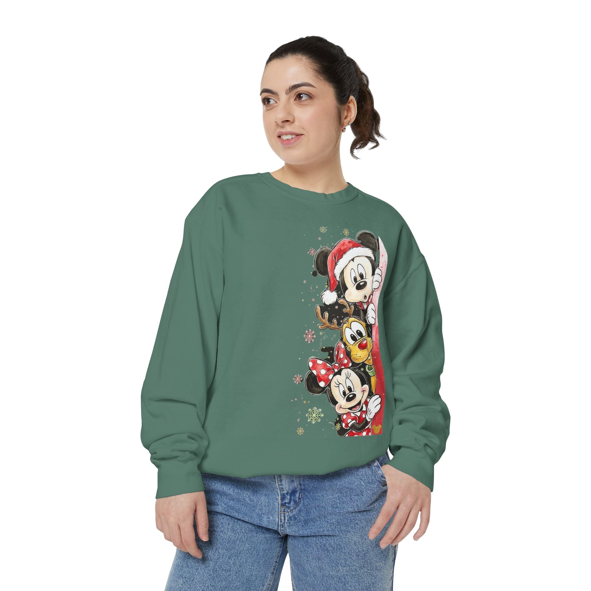 Christmas Disney Characters Sweatshirt  Mickey, Minnie & Pluto Holiday Crew Cartoon Christmas T-shirts and Sweaters