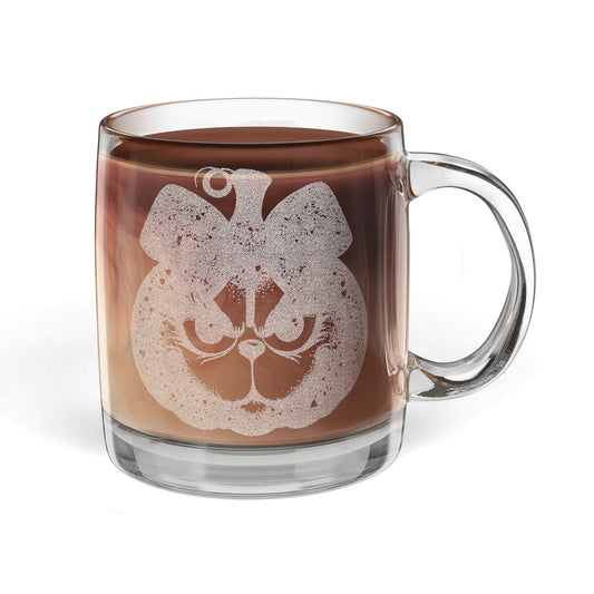 Christmas Design Engraved Glass Coffee Mug - Personalizable 12.25oz Drinkware for Home or Office