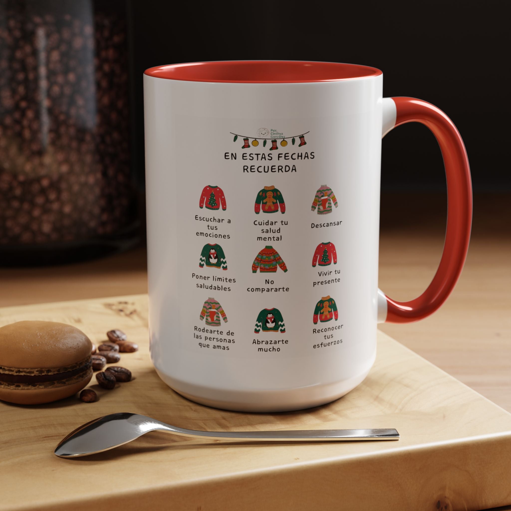 Coffee Mug — 'En Estas Fechas Recuerda' Holiday Sweater Reminder Accent Mug (11/15oz)
