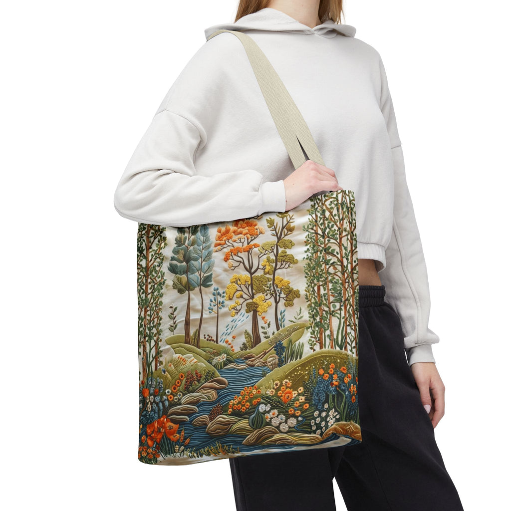 Scenic Meadow Tote Crochet-Decorated Tote Bags