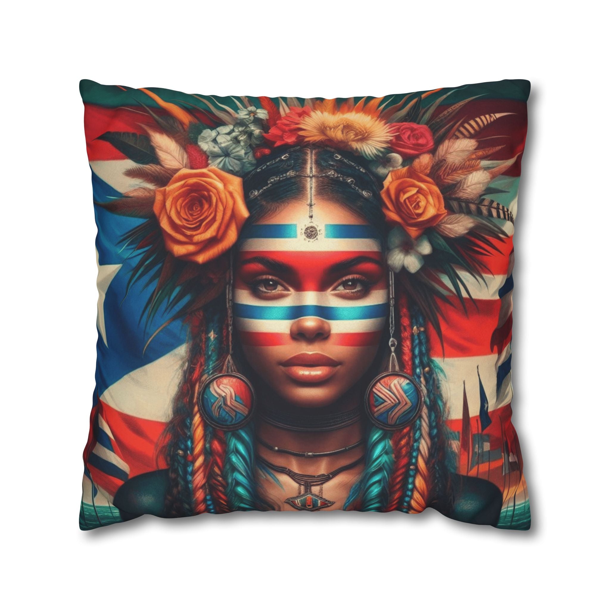 Tribal Goddess Decorative Pillow Puerto Rico Culture Pillow