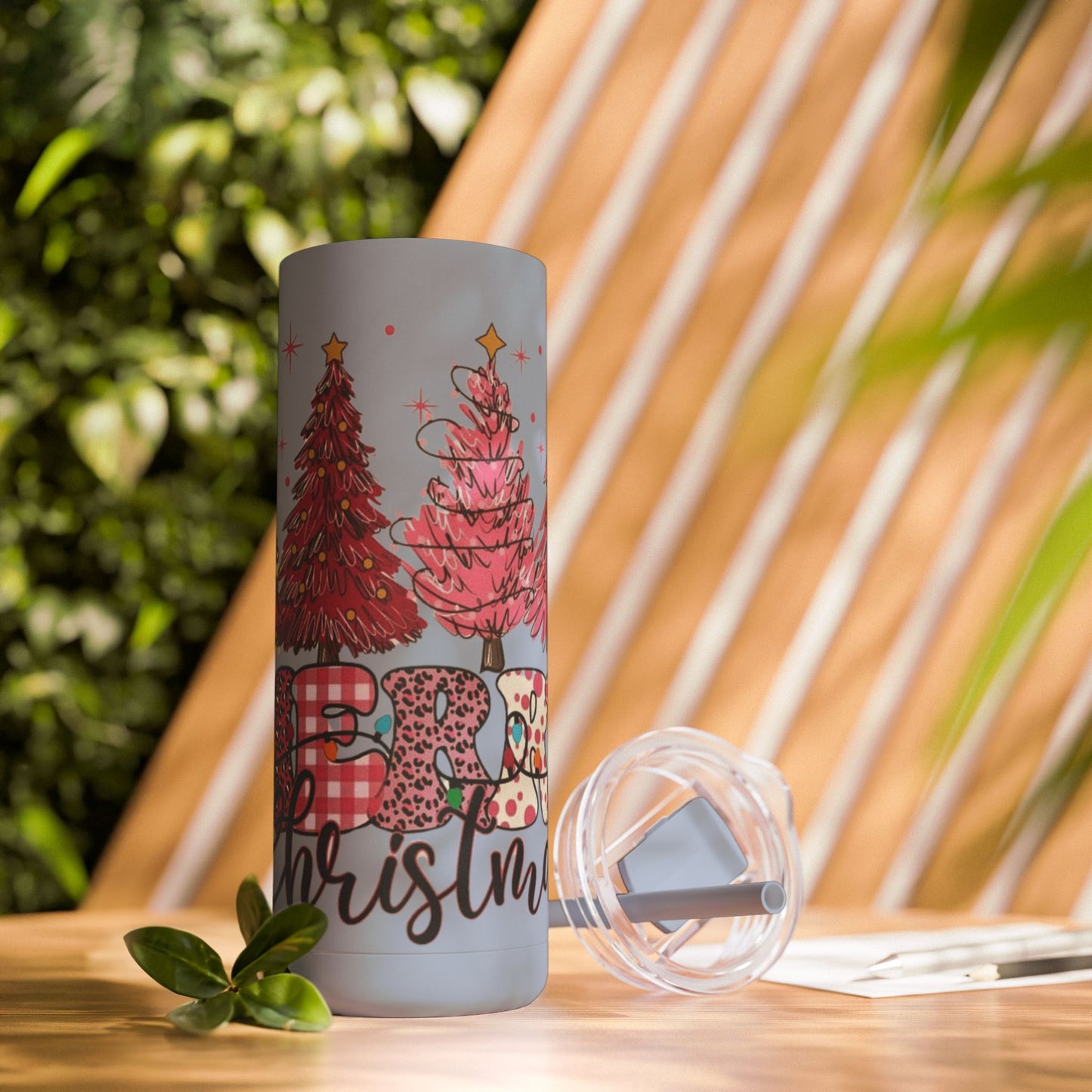 Christmas Tree Tumbler - 20oz Skinny Matte Drinkware Christmas gift mug