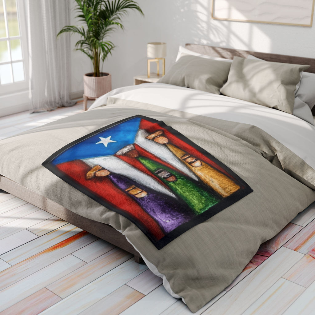 Puerto Rican Flag Nativity Fleece Blanket Three Kings Day Navidad Boricua