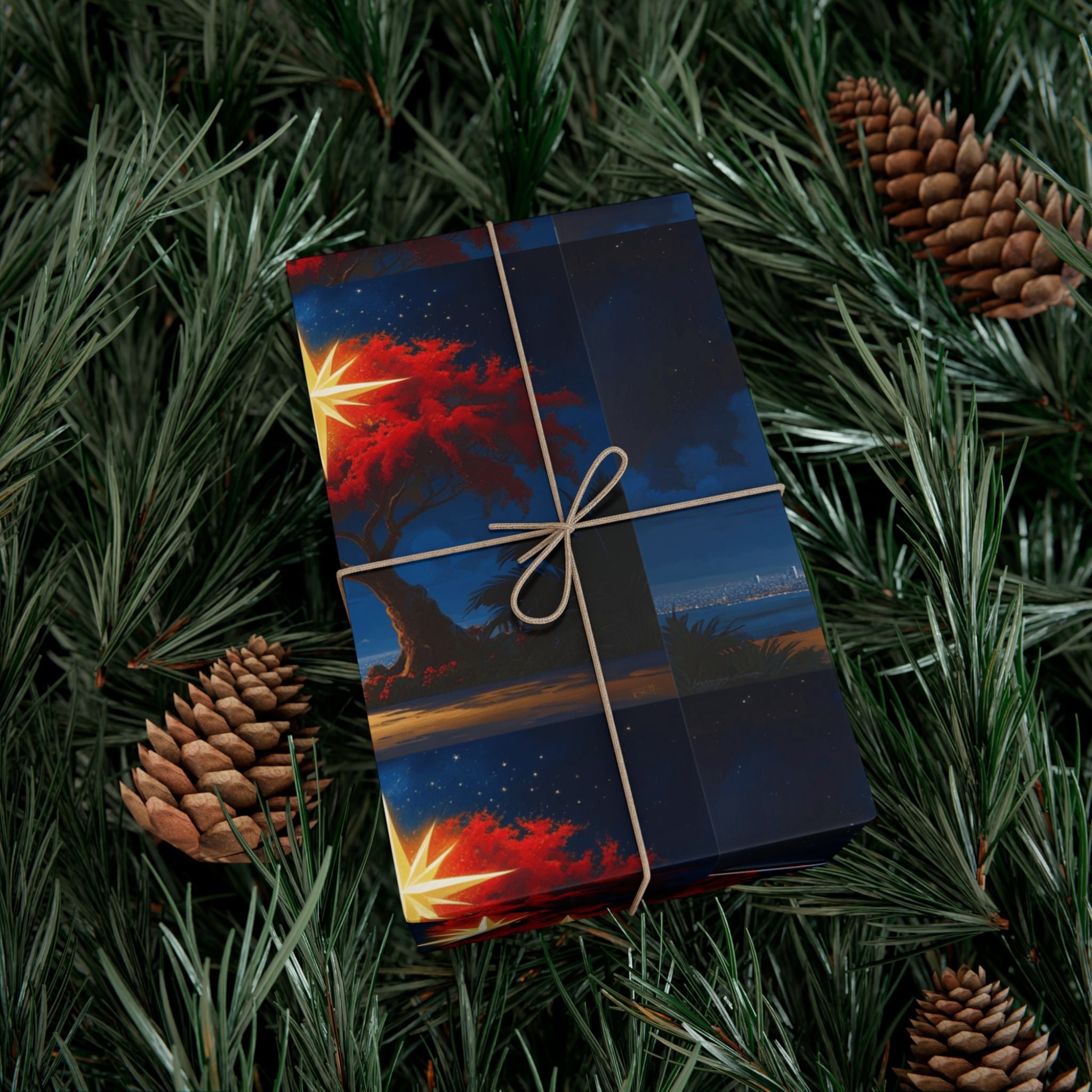 Christmas Star Gift Wrap Paper Puerto Rico Wrapping Paper Cultural Gift Wrap | Boricua Heritage Design | Holiday & Celebration Gift Packaging
