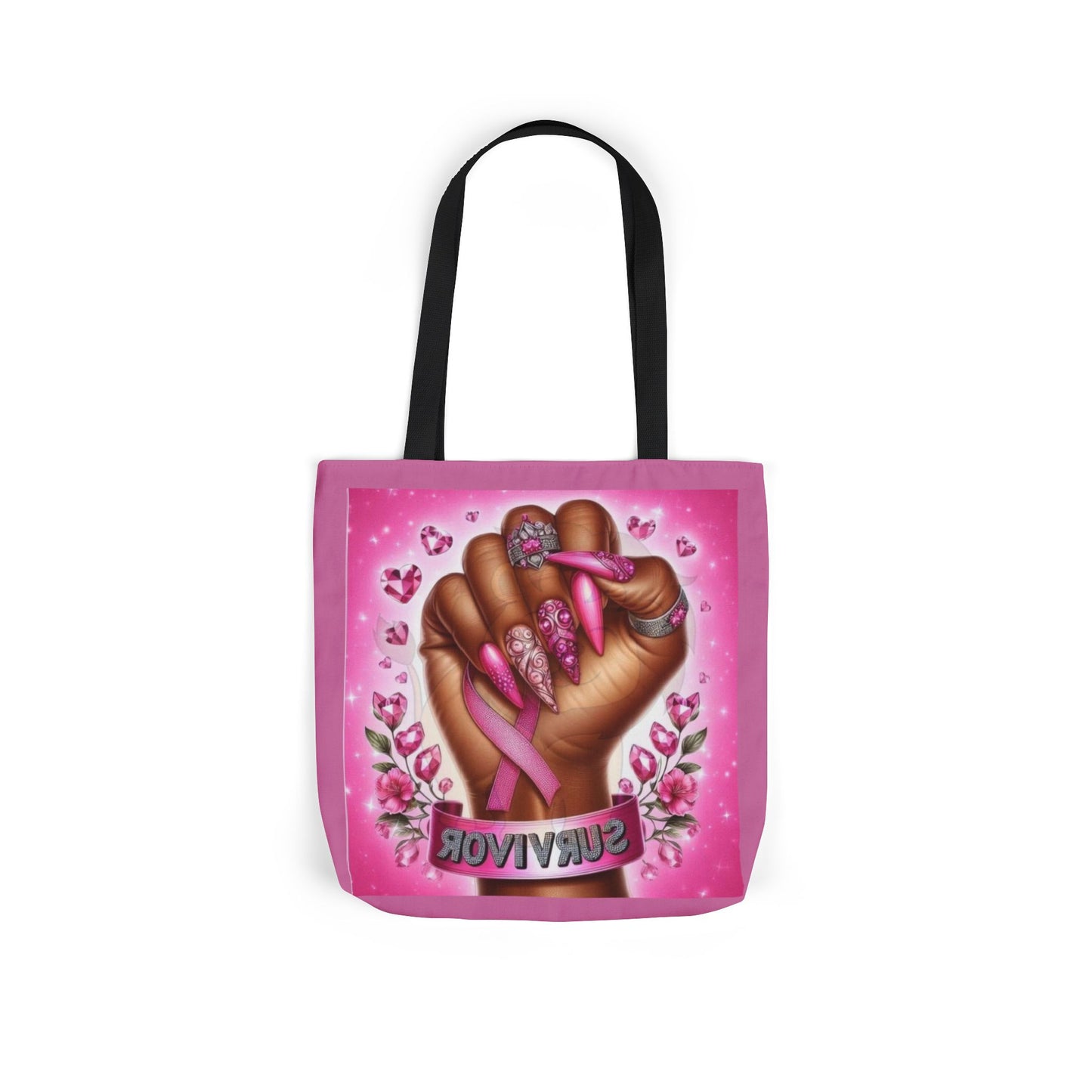 Breast Cancer Survivor Tote Bag  Pink Ribbon Empowerment Canvas Tote