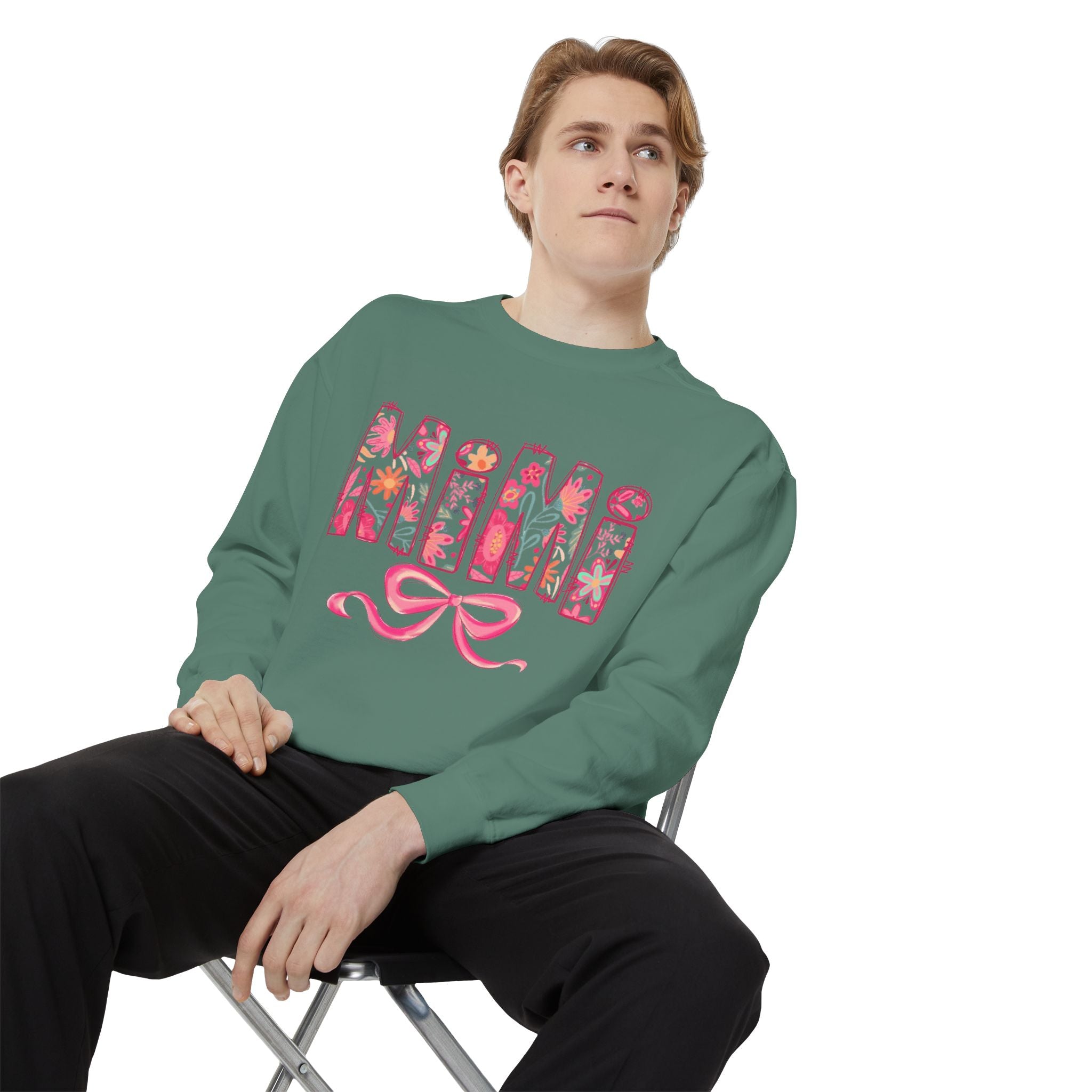 Mama Floral Sweatshirt  Pink Floral 'MAMA' Design with Bow