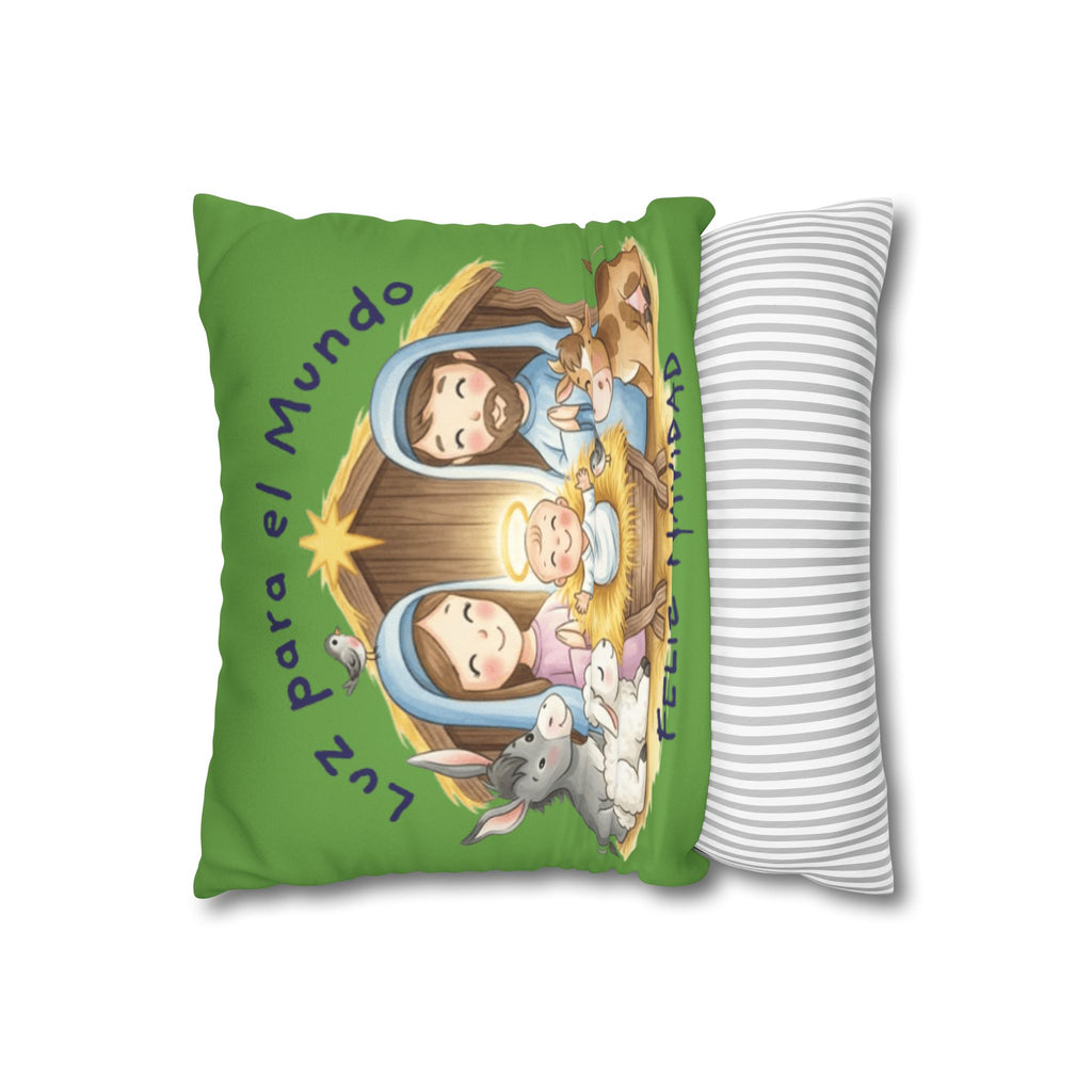 Nativity Pillowcase - "Luz para el Mundo" Feliz Navidad Christmas Throw Cover Puerto Rico Culture Pillow