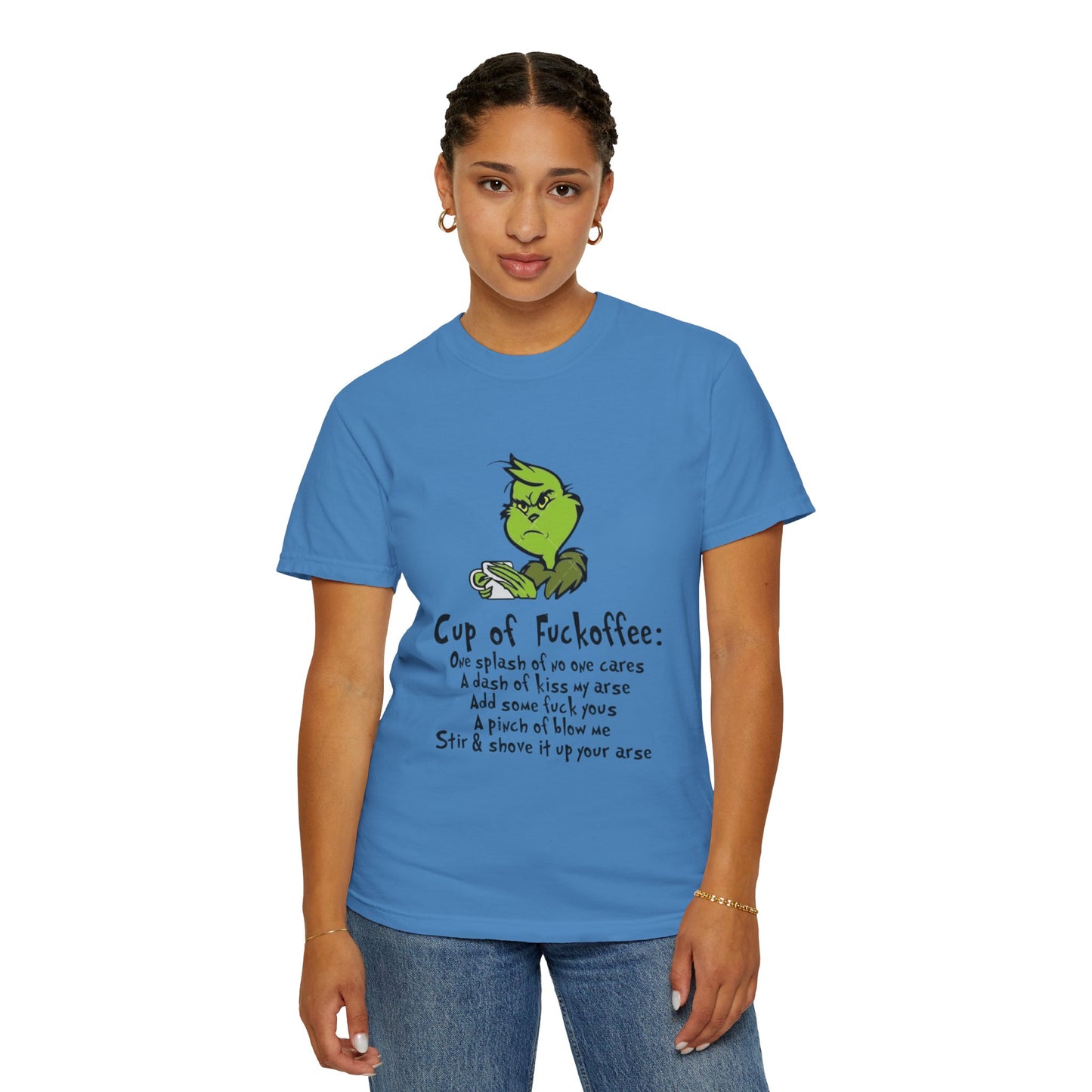 Holiday Graphic Tees  Cozy Festive Wear Funny Grinch-Inspired Unisex T-Shirt Cup of Fuckoffee