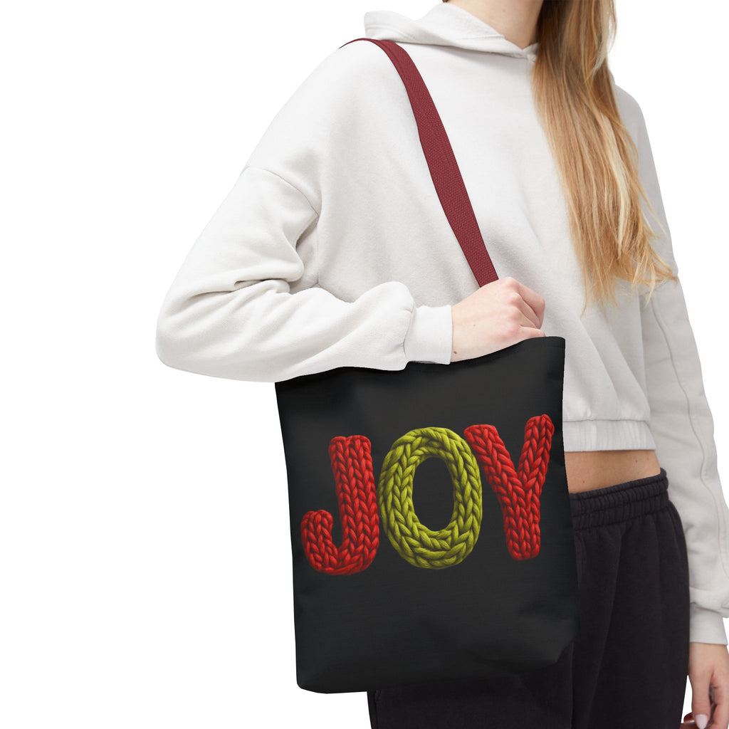 Christmas Tote Bag  Festive Holiday DesigJoy Knit Tote Bag  Colorful 'JOY' Yarn Design, Cozy Holiday Gift Tote