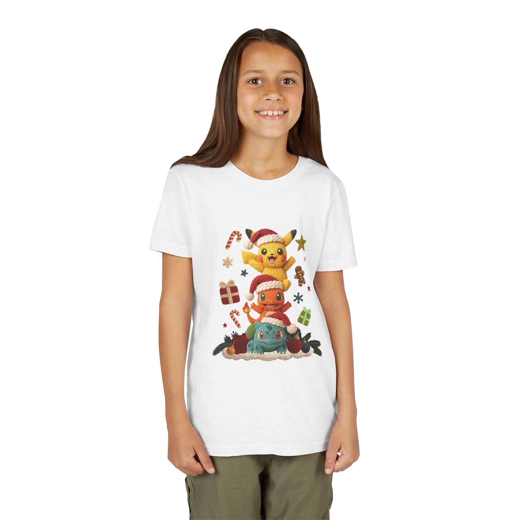 Kids Holiday Tee  Cute Stacked cartoon Characters Christmas Design
