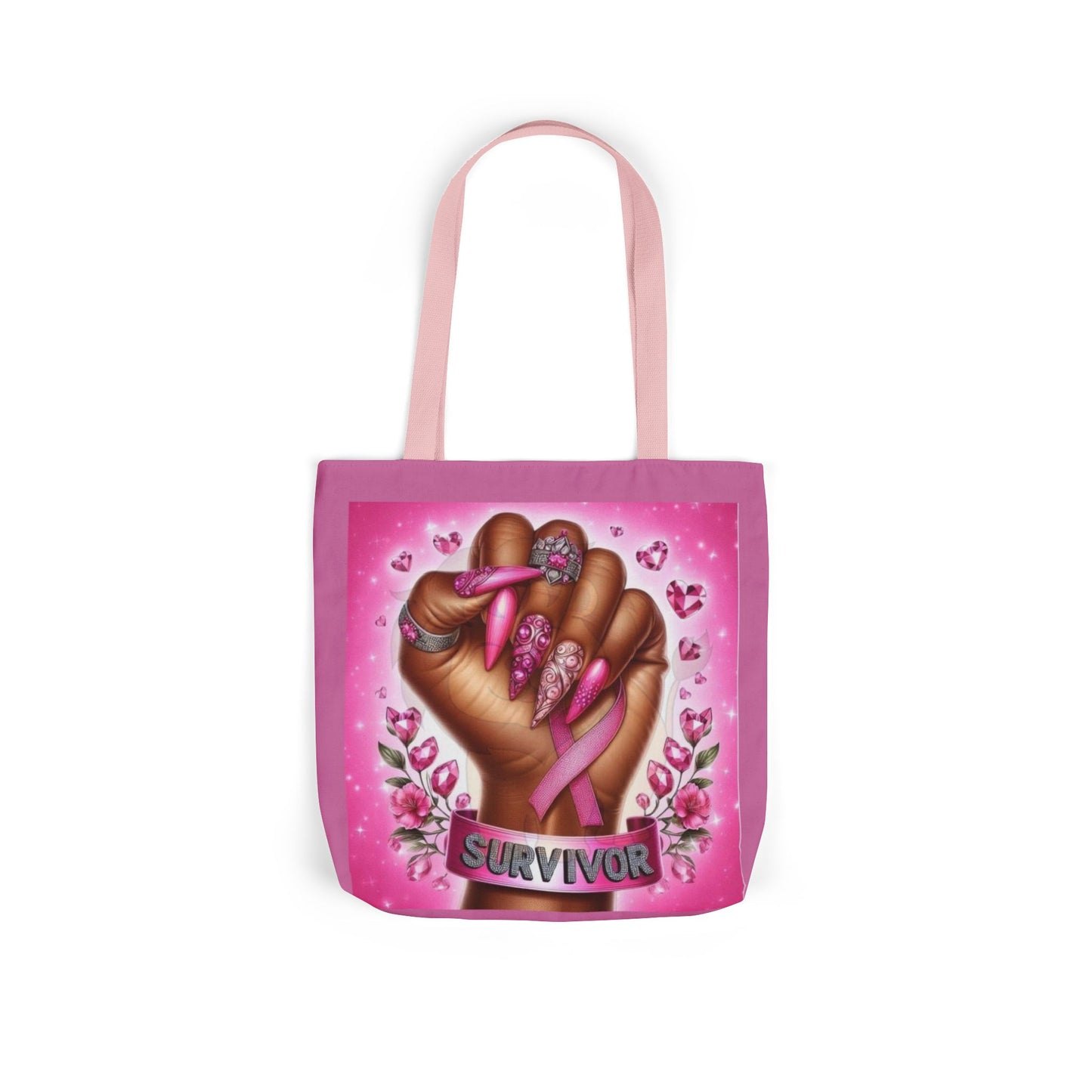 Breast Cancer Survivor Tote Bag  Pink Ribbon Empowerment Canvas Tote