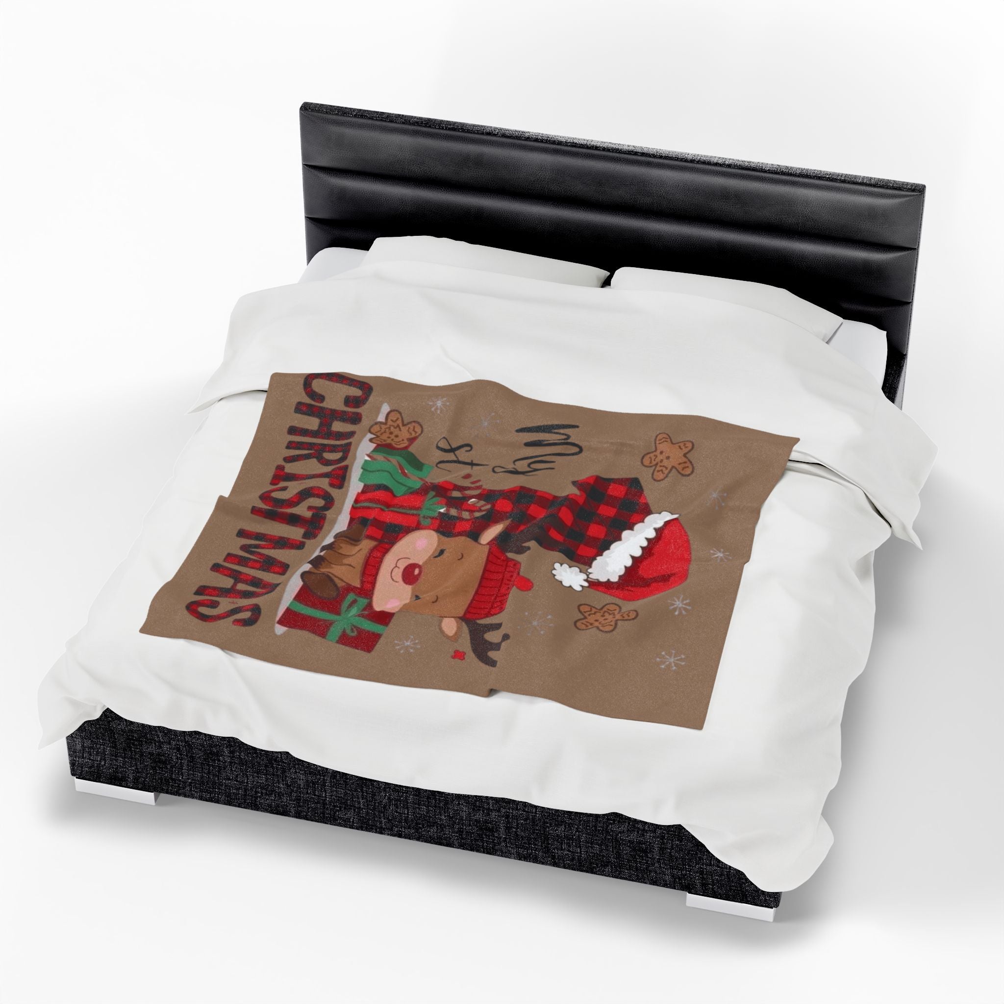 Santa’s Little Snuggle Blanket My 1st Christmas Reindeer Velveteen Plush Blanket