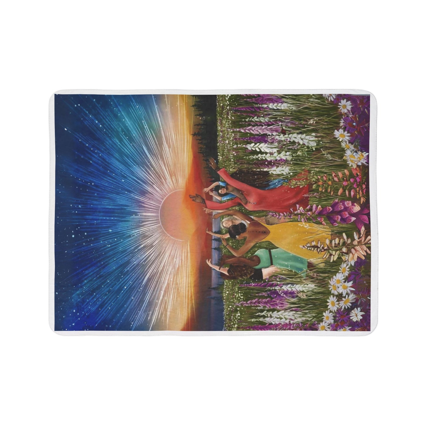 Sunset Dance Boho Sherpa Blanket – Cozy Fleece Throw for Nature Lovers & Evening Relaxation