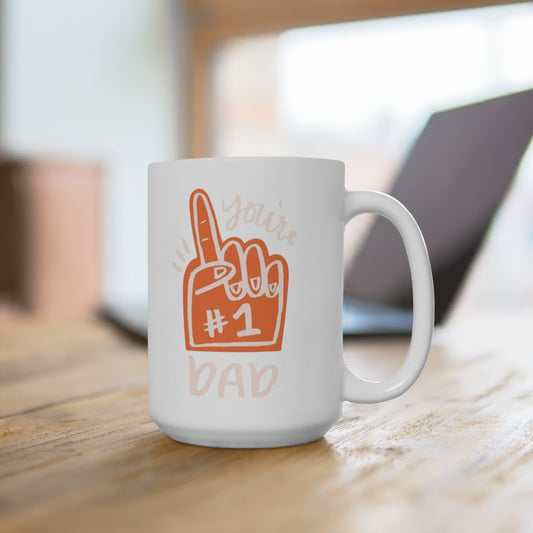 1 Dad Mug, Funny Coffee Cup for Fathers Day, Unique Gift for Dad, Personalized Drinkware, Family Celebration, 15oz Mug