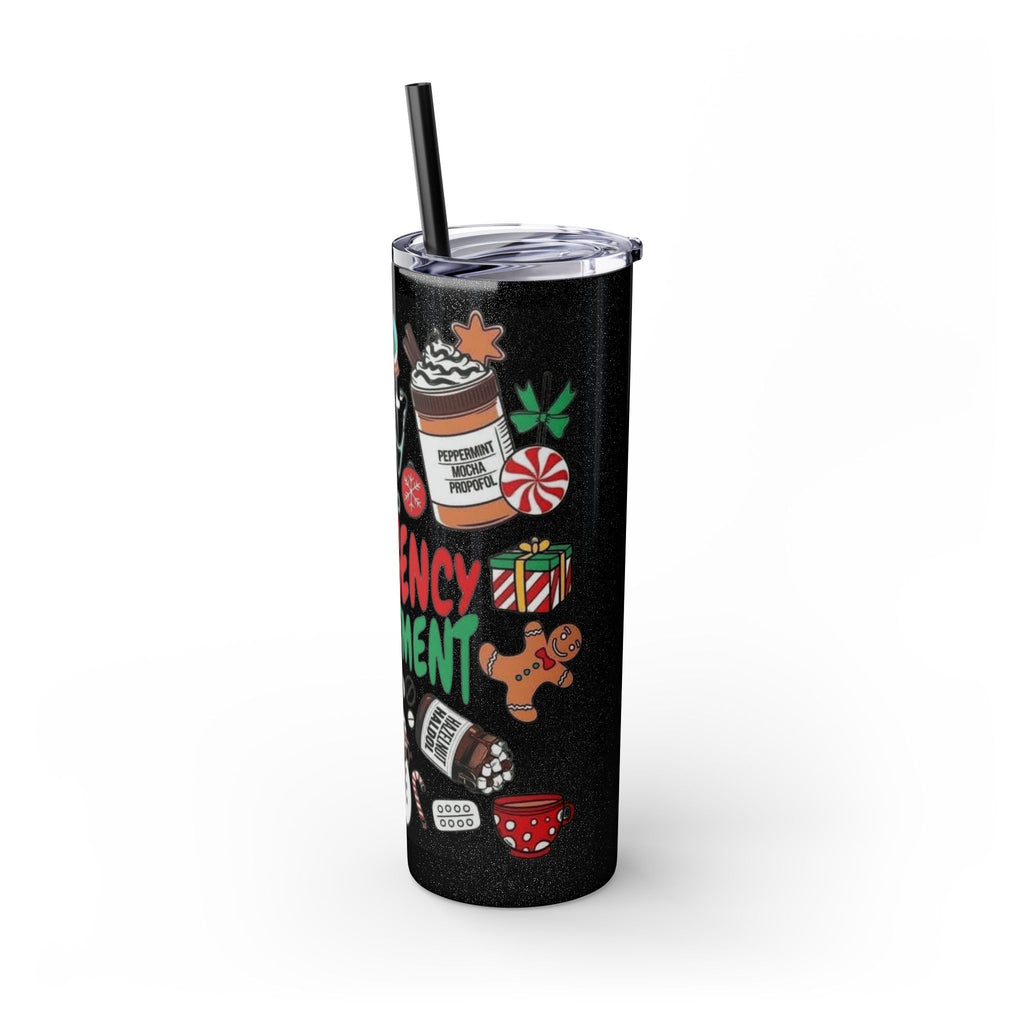 Emergency Department Nurse Christmas Skinny Tumbler - 20oz Holiday Medical Travel Cup with Straw Medical Christmas Mug