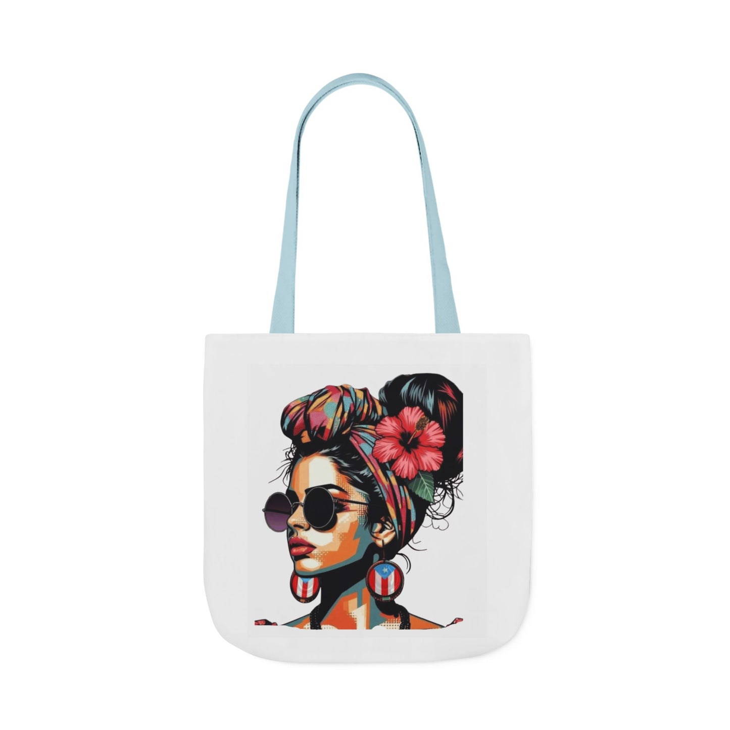Carry Your Culture – Puerto Rican Pride in Every Step Chic Canvas Tote Bag - Stylish Floral Portrait, Trendy Beach Carryall, Mother's Day Gift, Everyday Shopper, Art Lovers Essential