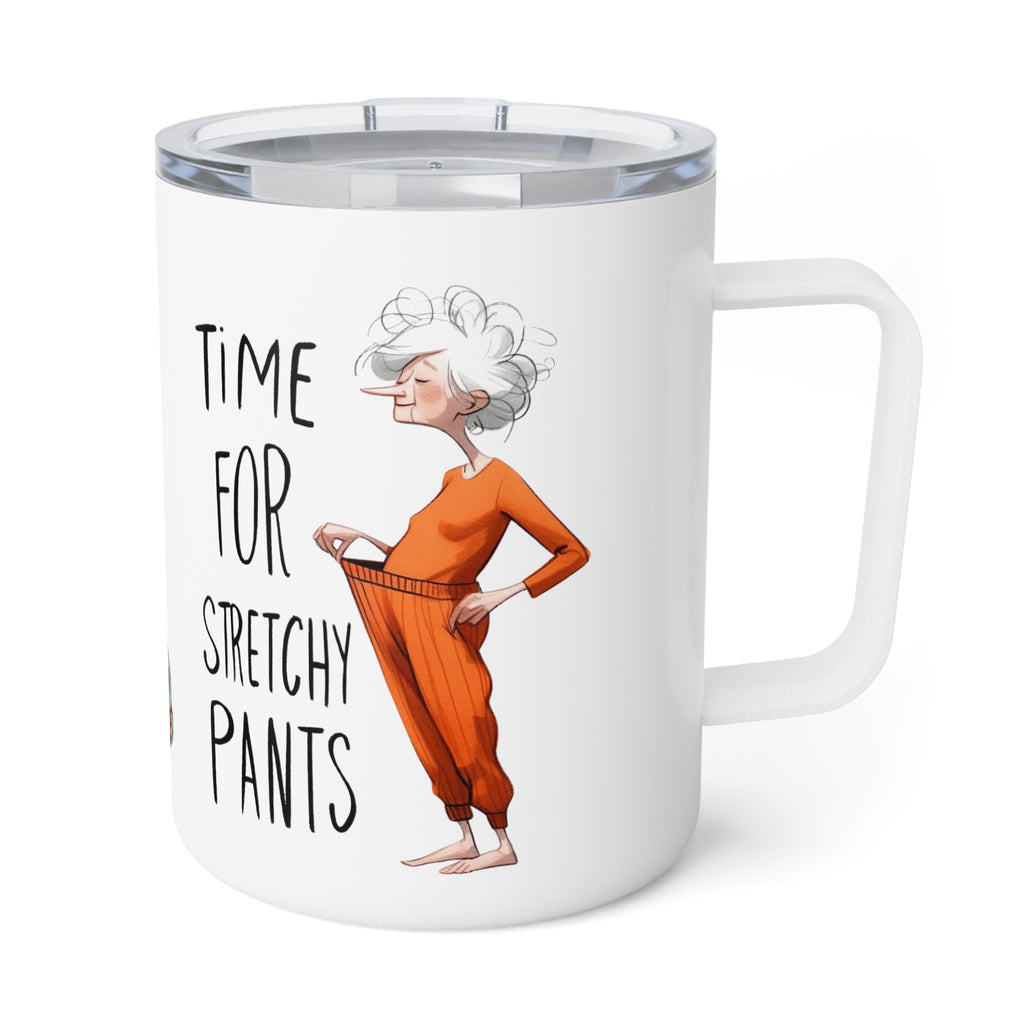 Funny Insulated Coffee Mug - 'Time for Stretchy Pants' Cozy Autumn Mug | Fall Aesthetic Drinkware | Warm & Cozy Coffee Cup