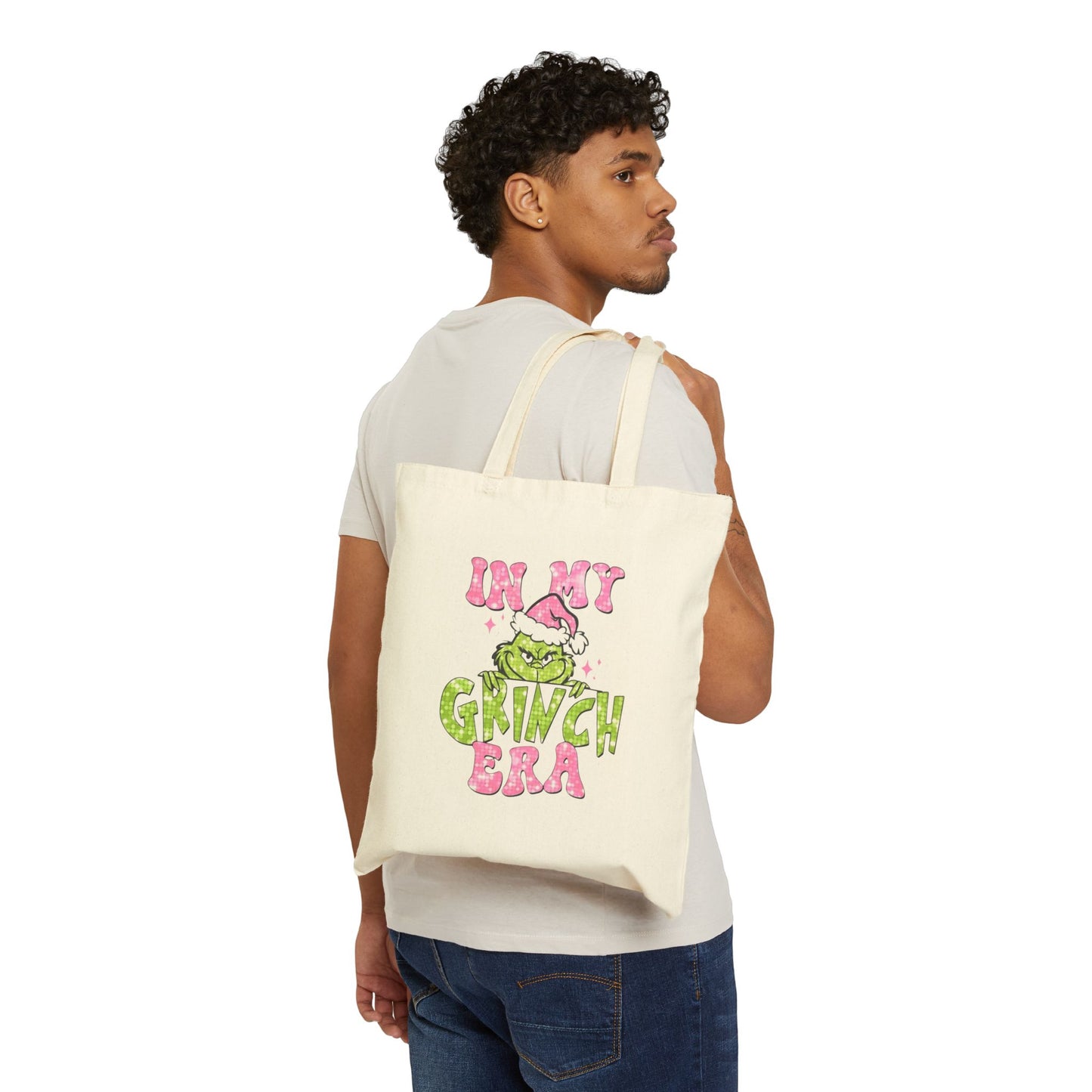 Grinch Era Cotton Canvas Tote Bag | Fun Holiday Shopping Bag