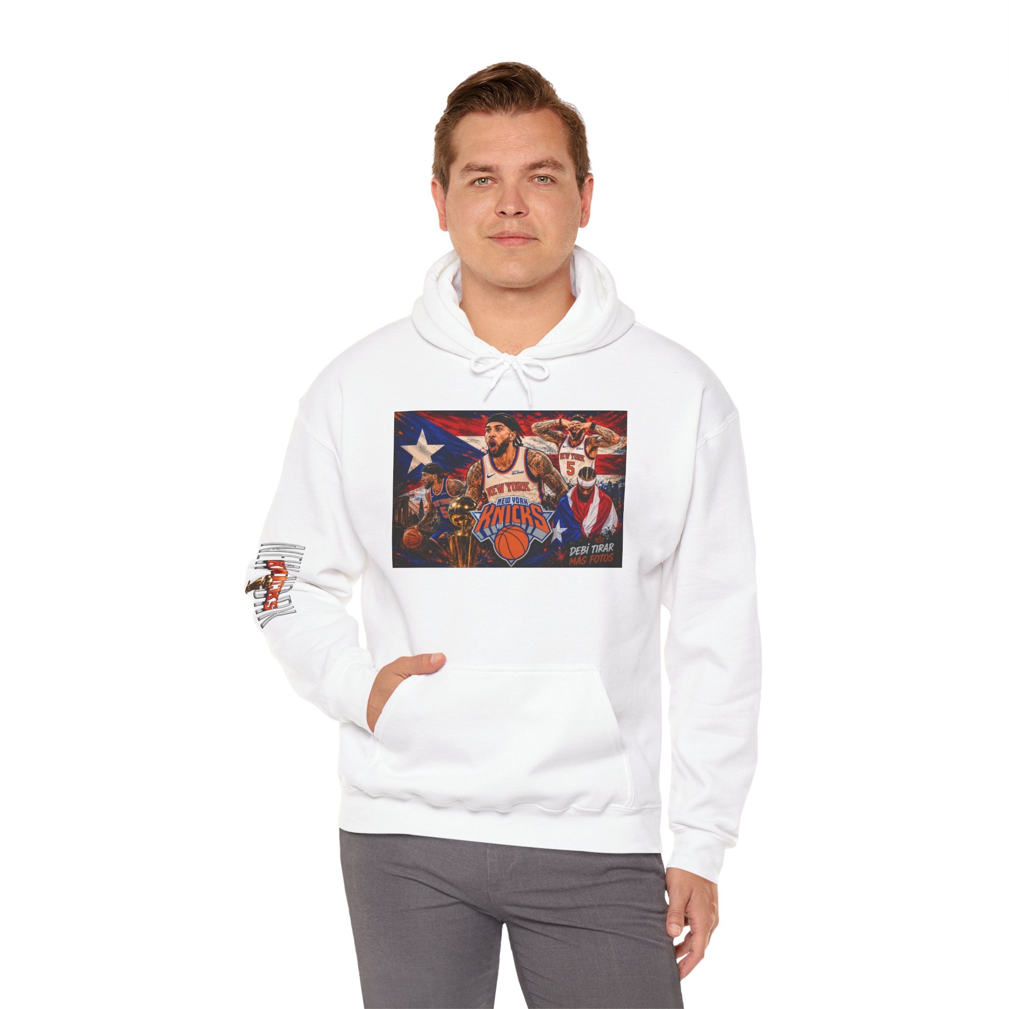 NY-K Retro Player Collage Hoodie — Basketball Fan Sweatshirt