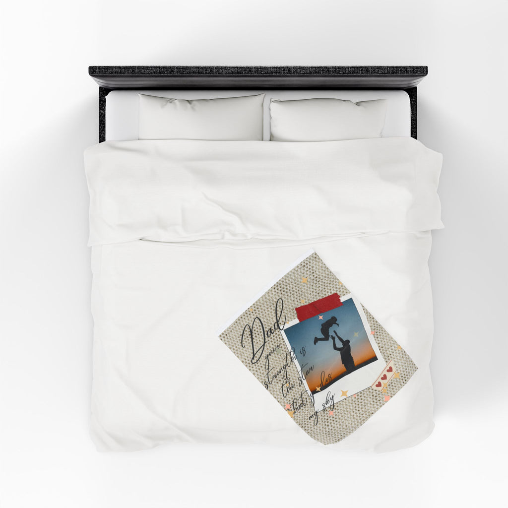 Dad Photo Collage Velveteen Plush Blanket  “Dad, your strength is the star that rules my sky” Great Christmas Gift
