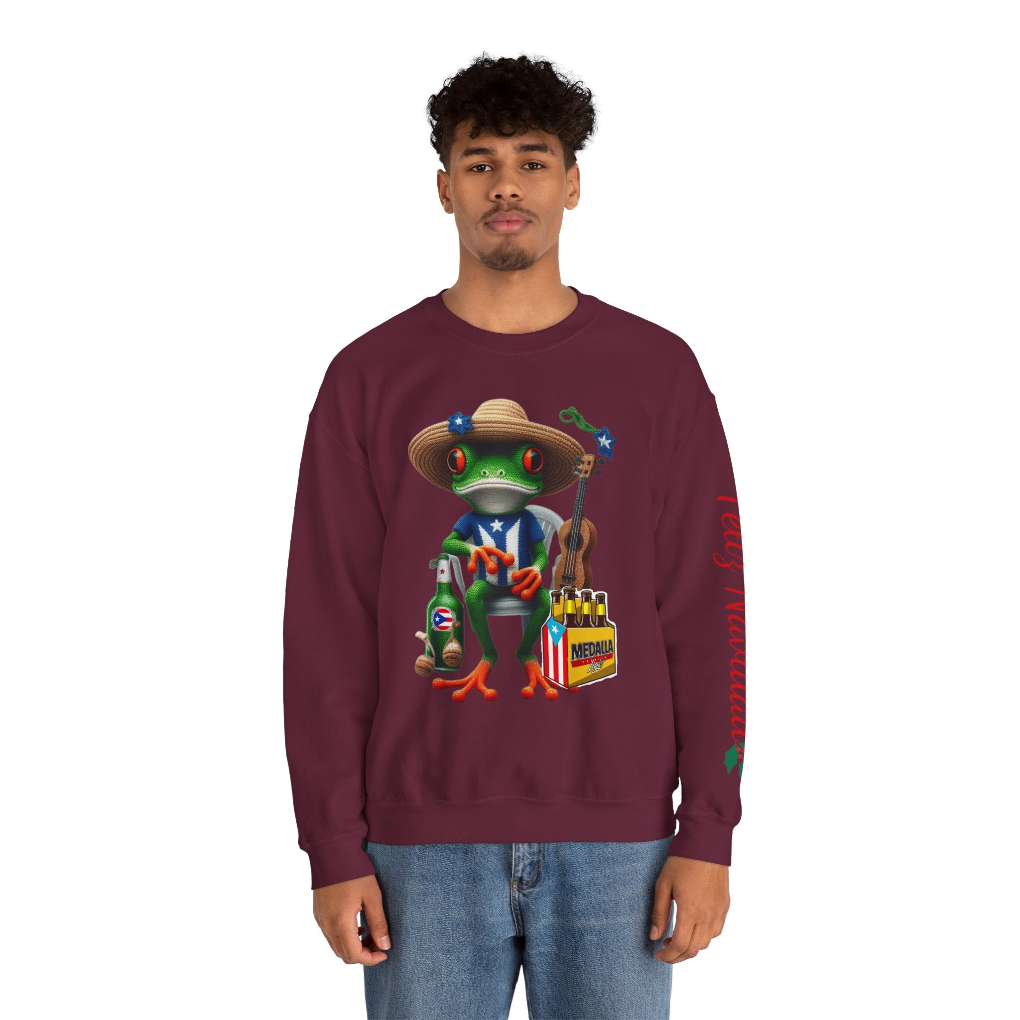 Frog Coqui Crewneck Sweatshirt – Coquito y Medalla Puerto Rican Vibes