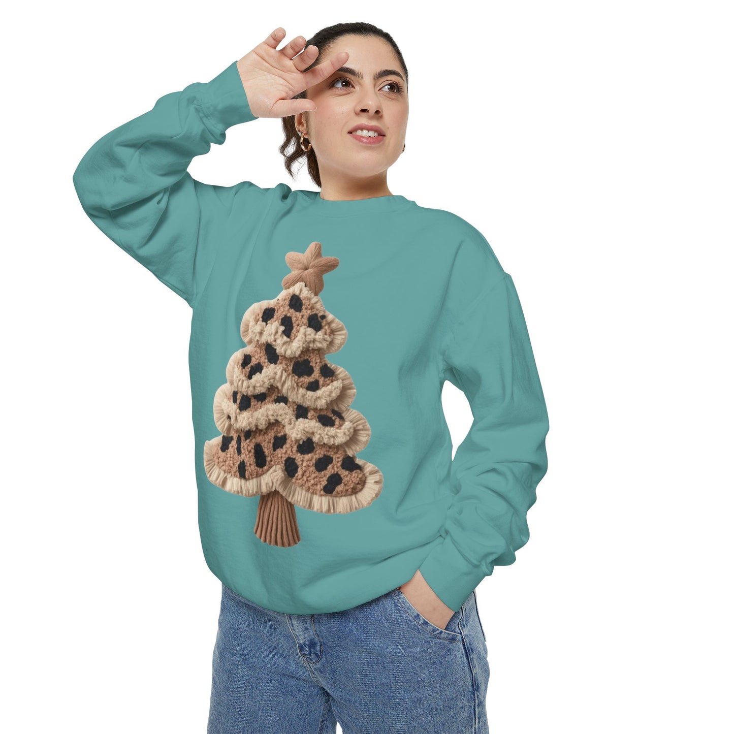Leopard Knit Christmas Tree Sweatshirt unique festive designs and joyful