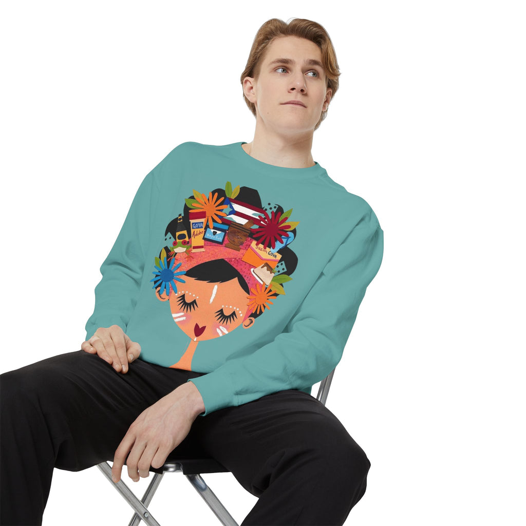 Floral Fiesta Sweatshirt — Colorful Tropical Woman Graphic Puerto Rico Navidades