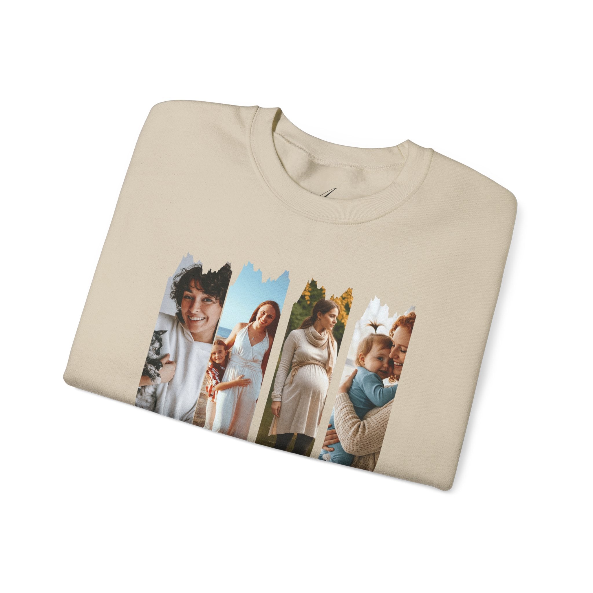 Mama Photo Collage Sweatshirt — "MAMA: clothed in strength & dignity" Sleeve Script