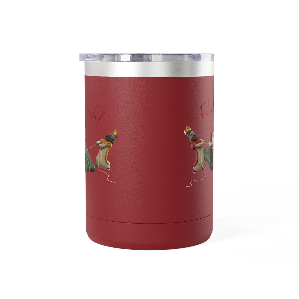 3 KINGS Holiday Travel Tumbler — 'Feliz Navidad' Dachshund Santa Design Coffee Cup for Fun Celebrations