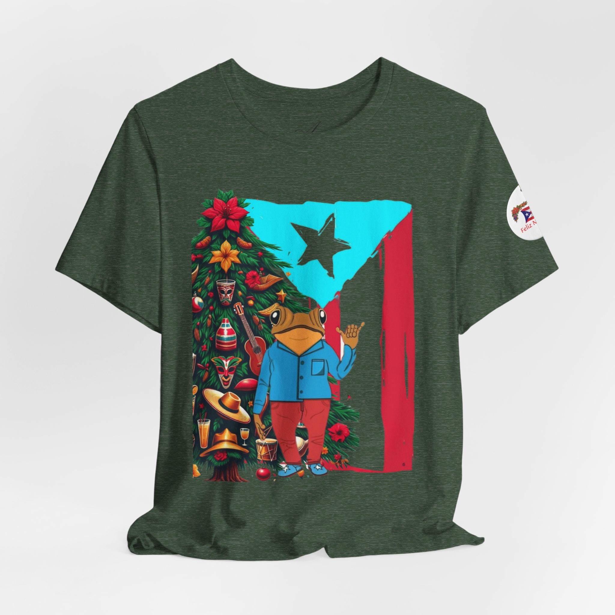 Puerto Rico Holiday T-Shirt  Coquí by Christmas Tree Graphic Puerto Rico’s Navidades