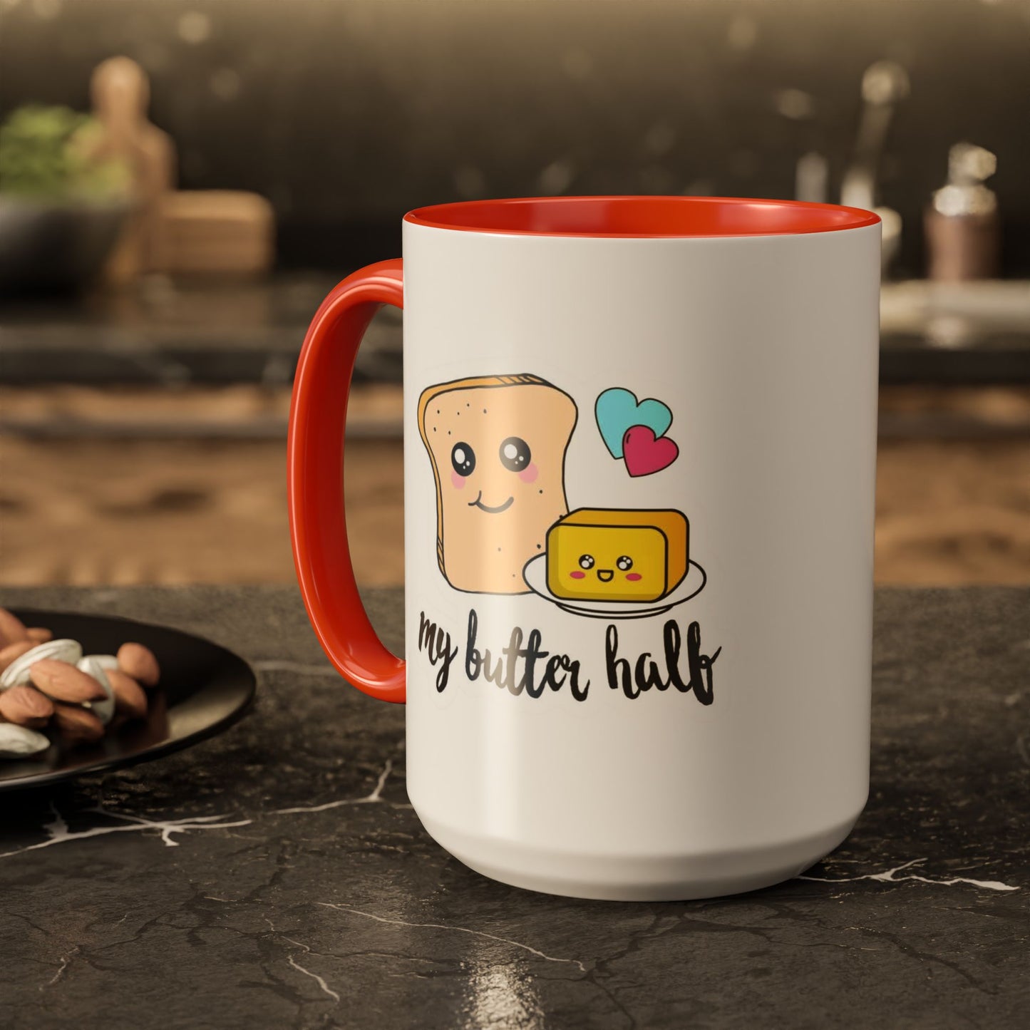 Motivational & Funny Quote Mugs Uplifting Coffee Cup Gifts Cute Foodie Relationship Mug My Butter Half Design, Colorful 11oz & 15oz