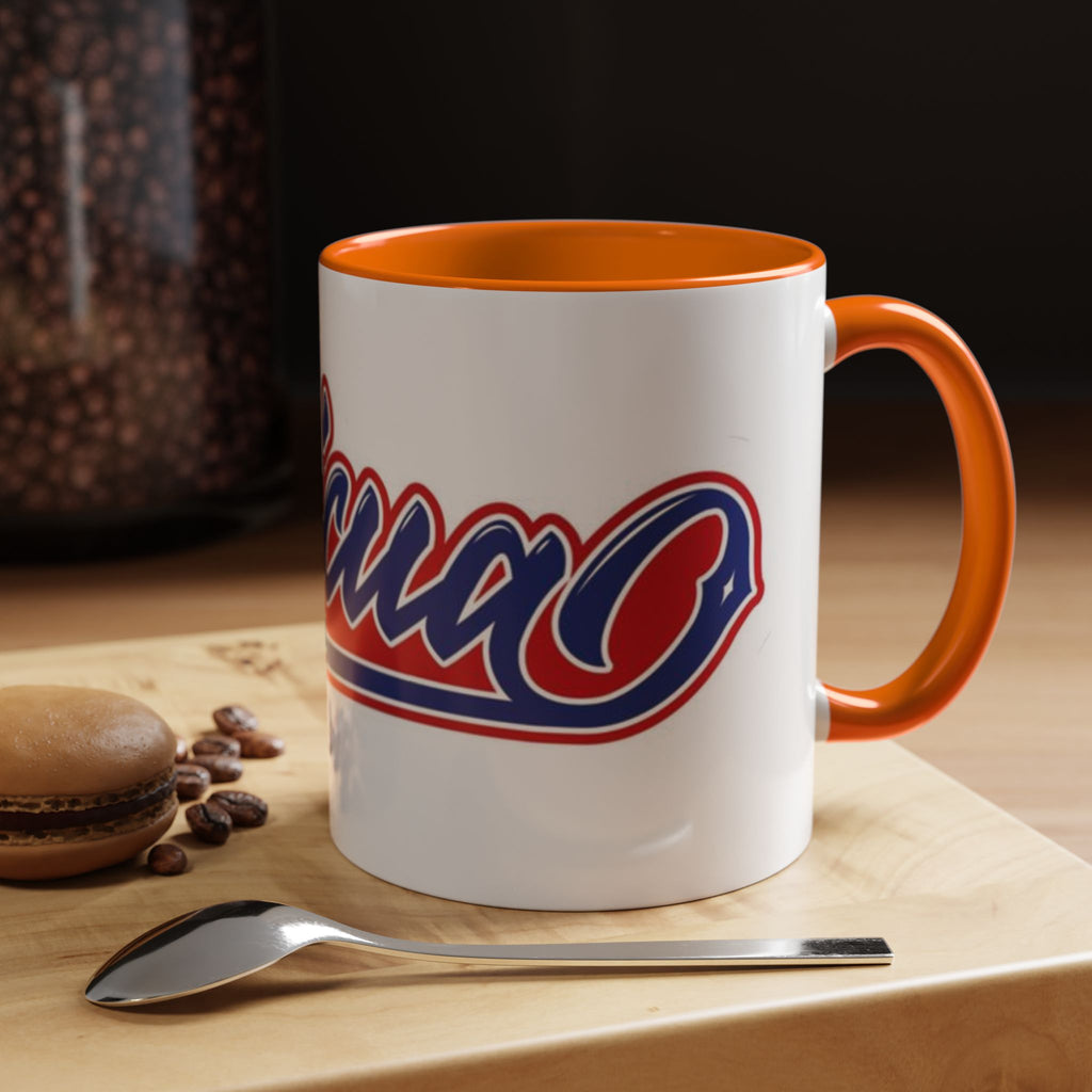 Puerto Rico Script Accent Coffee Mug — Retro Red & Blue 'Boricua' Design (11/15oz)