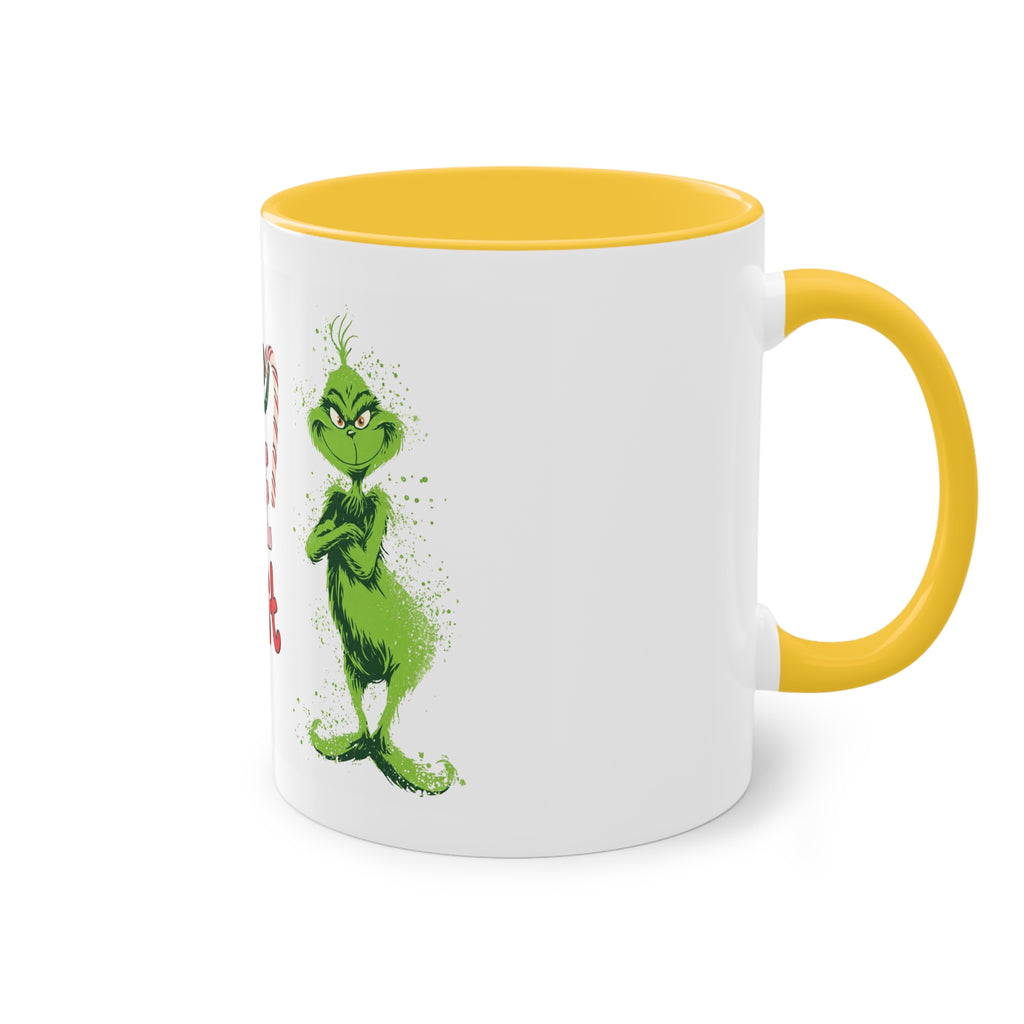 Cute Grinch Two-Tone Coffee Mug - Perfect for Holiday Cheer! Christmas Mugs Collection