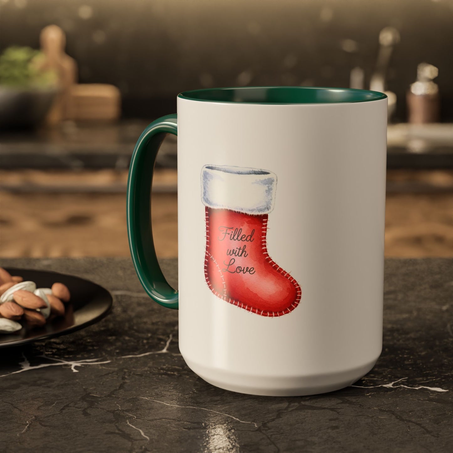 Holiday Mugs Christmas Gift Ideas Hot Cocoa & Coffee Cup Designs Filled with Love - Colorful 11oz & 15oz