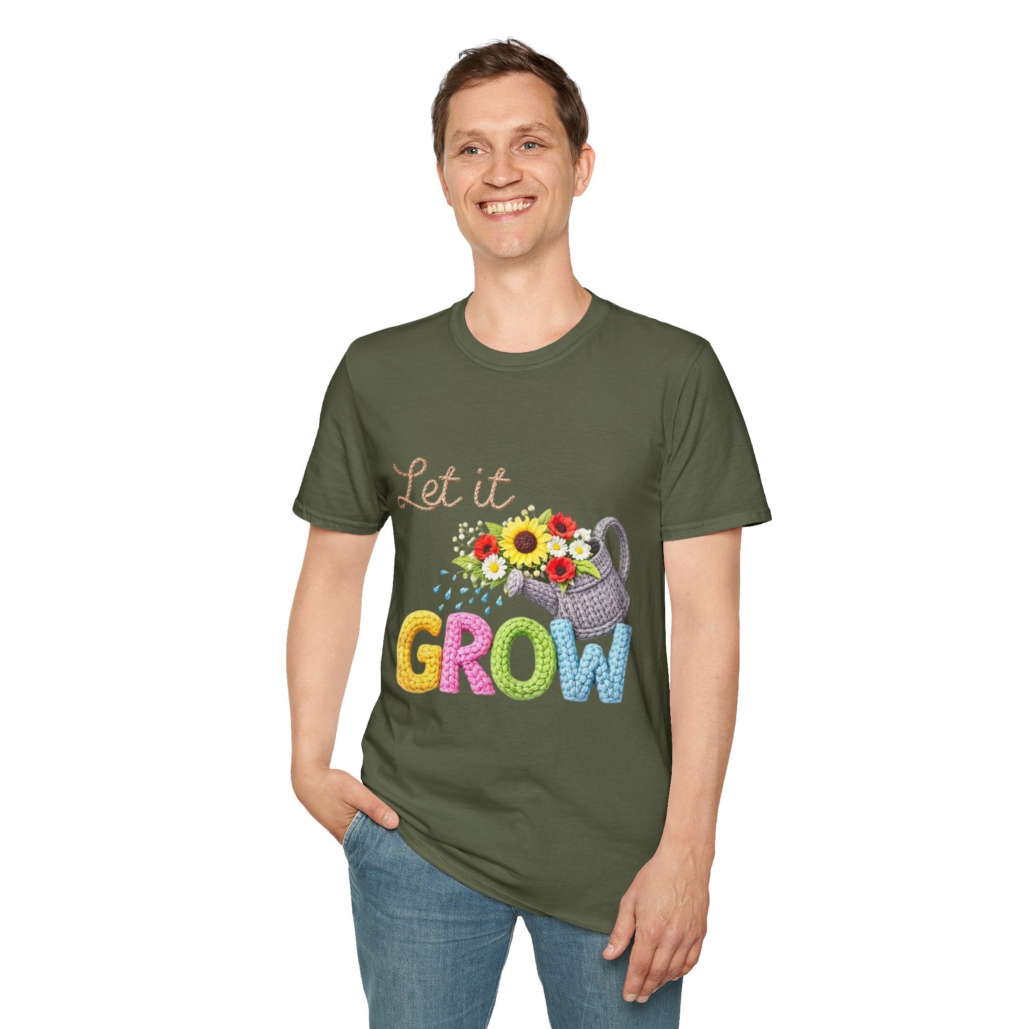 Let It Grow T-Shirt — Floral Watering Can Garden Tee
