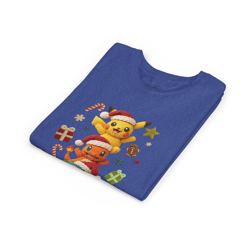 Kids Holiday Tee  Cute Stacked cartoon Characters Christmas Design