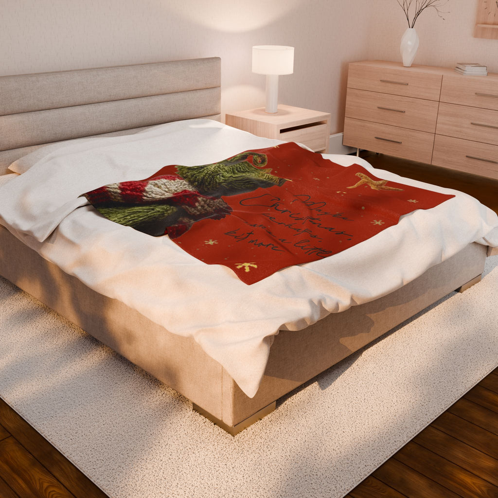 Christmas Plush Blanket  'Maybe Christmas, perhaps, means a little bit more' Cozy Holiday Throw