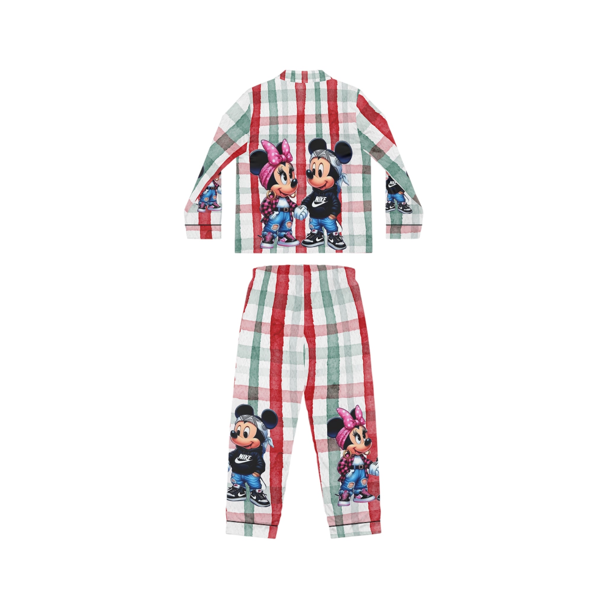 Mickey & Minnie Plaid Satin Pajama Set  Women’s Holiday Lounge PJs