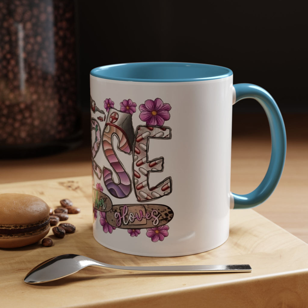 Nurse Love Coffee Mug  Cute Floral Medical Stethoscope & Syringe Design (11/15oz) Medical Christmas Mug