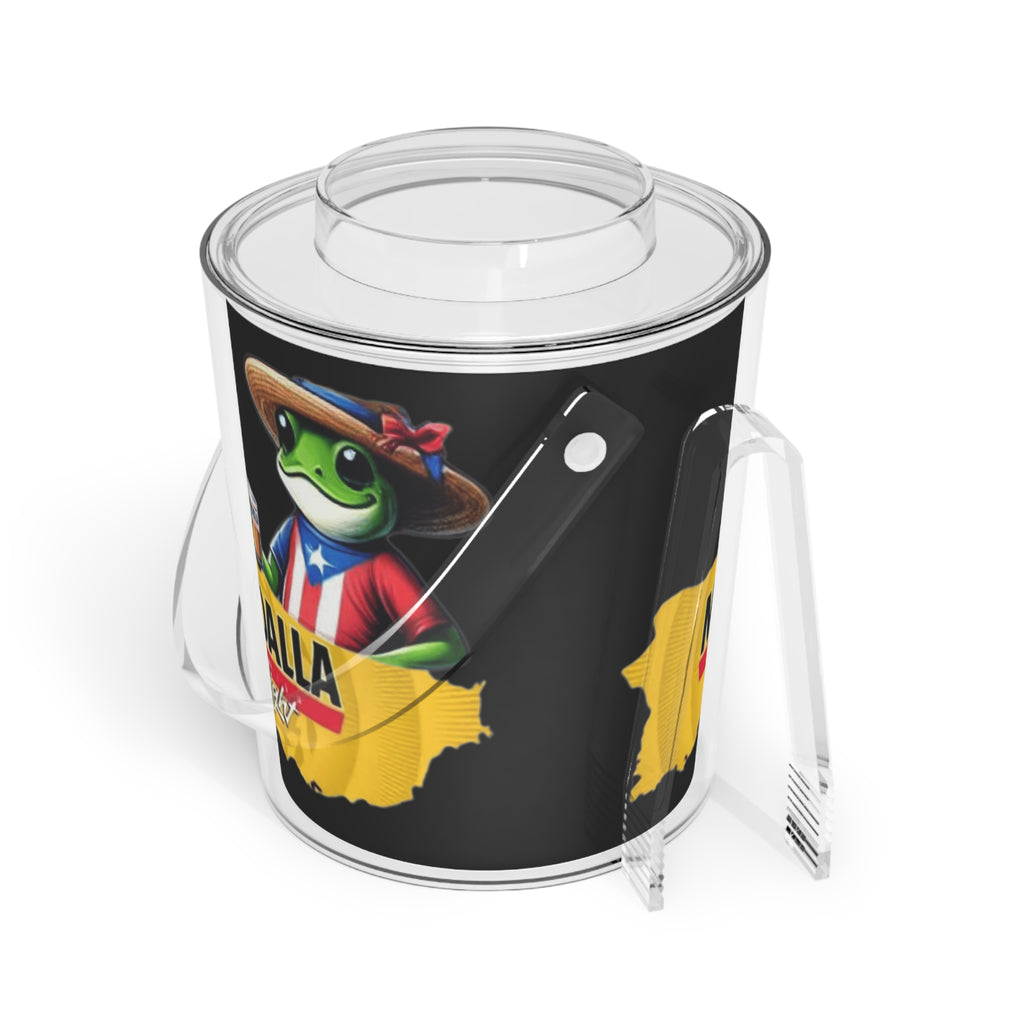 Medalla Light Ice Bucket with Tongs  Puerto Rican Frog Beer Cooler Boricua Entertaining Bar Accessory