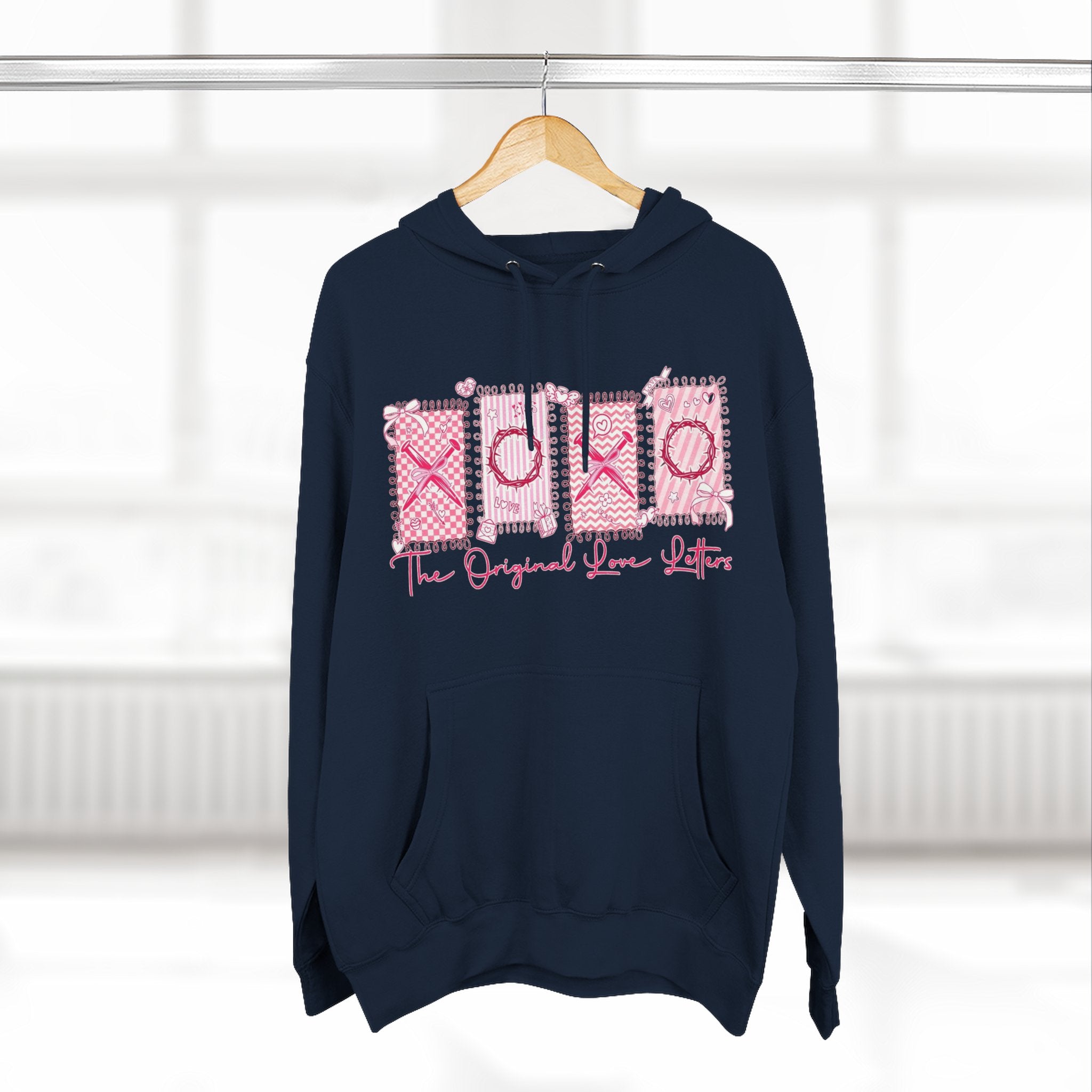 Hoodie  Pink XOXO Three Panel Love Letters Fleece Hoodie