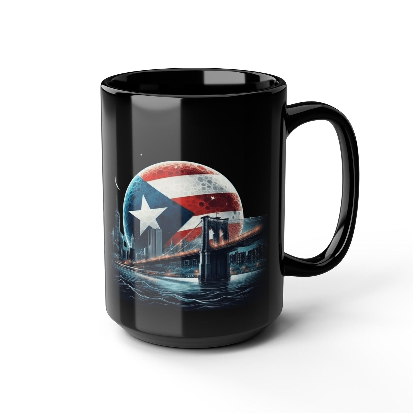 Viva Puerto Rico Puerto Rican Flag Mug Patriotic Black Mug, 15oz
