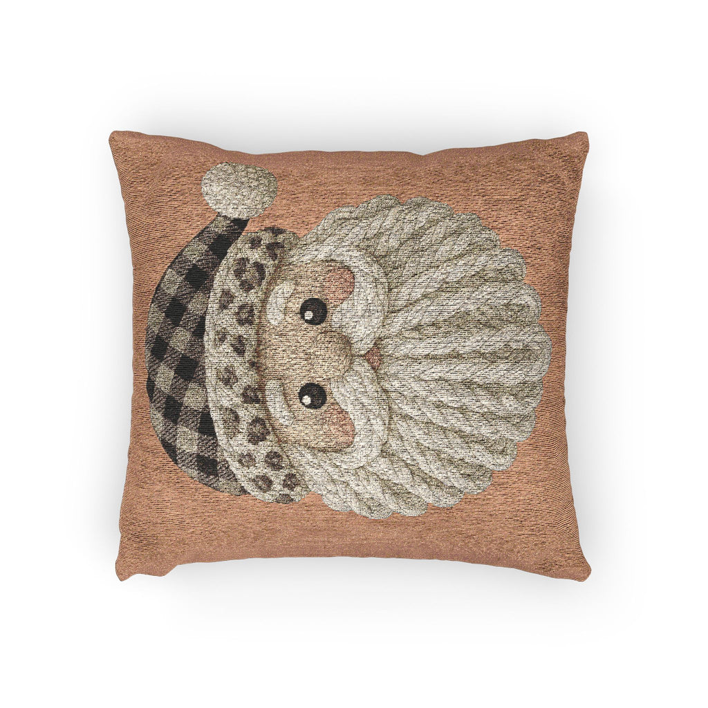 Santa Face Woven Pillow — Rustic Holiday Decorative Throw Pillow CHRISTMAS PILLOW DÉCOR