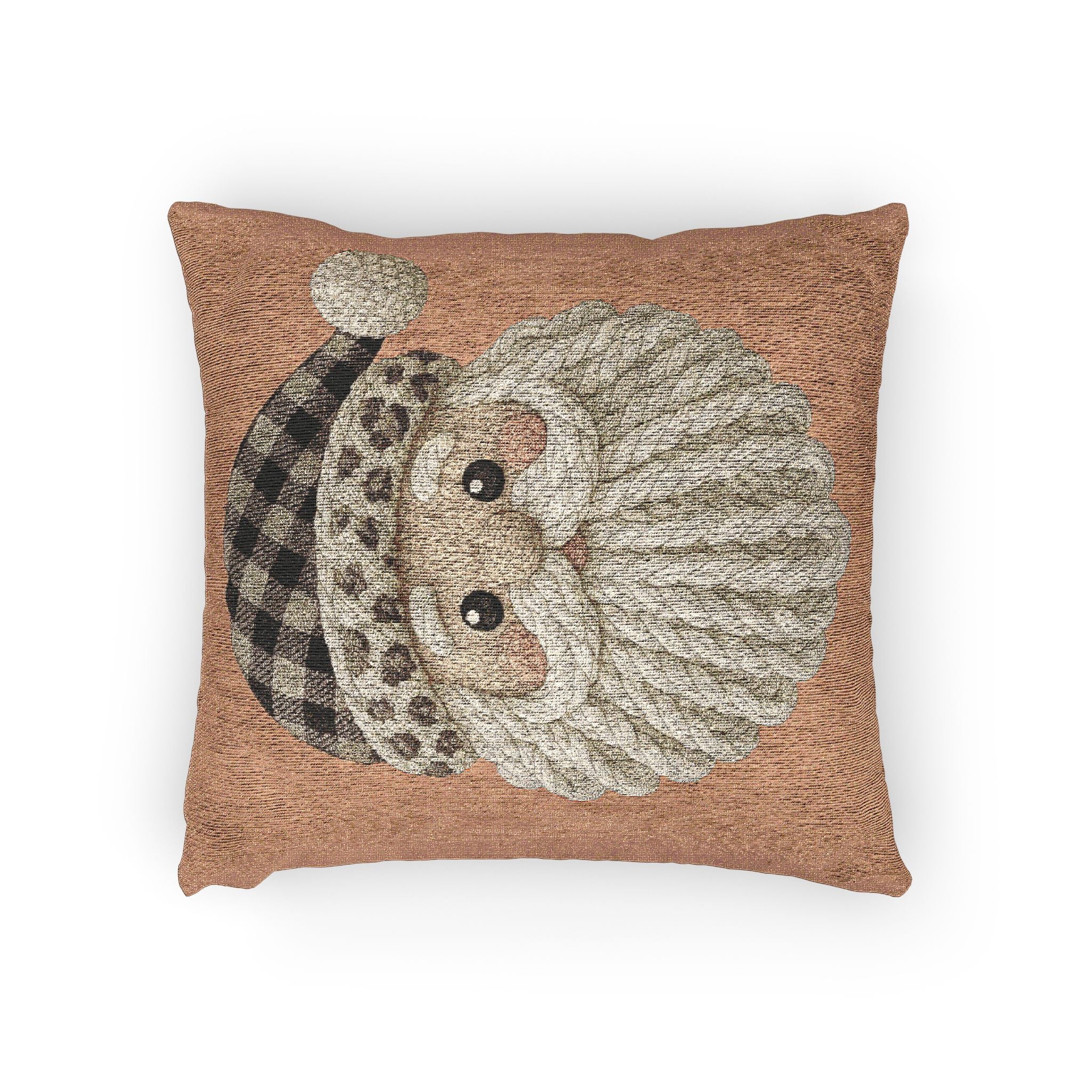 Santa Face Woven Pillow — Rustic Holiday Decorative Throw Pillow CHRISTMAS PILLOW DÉCOR