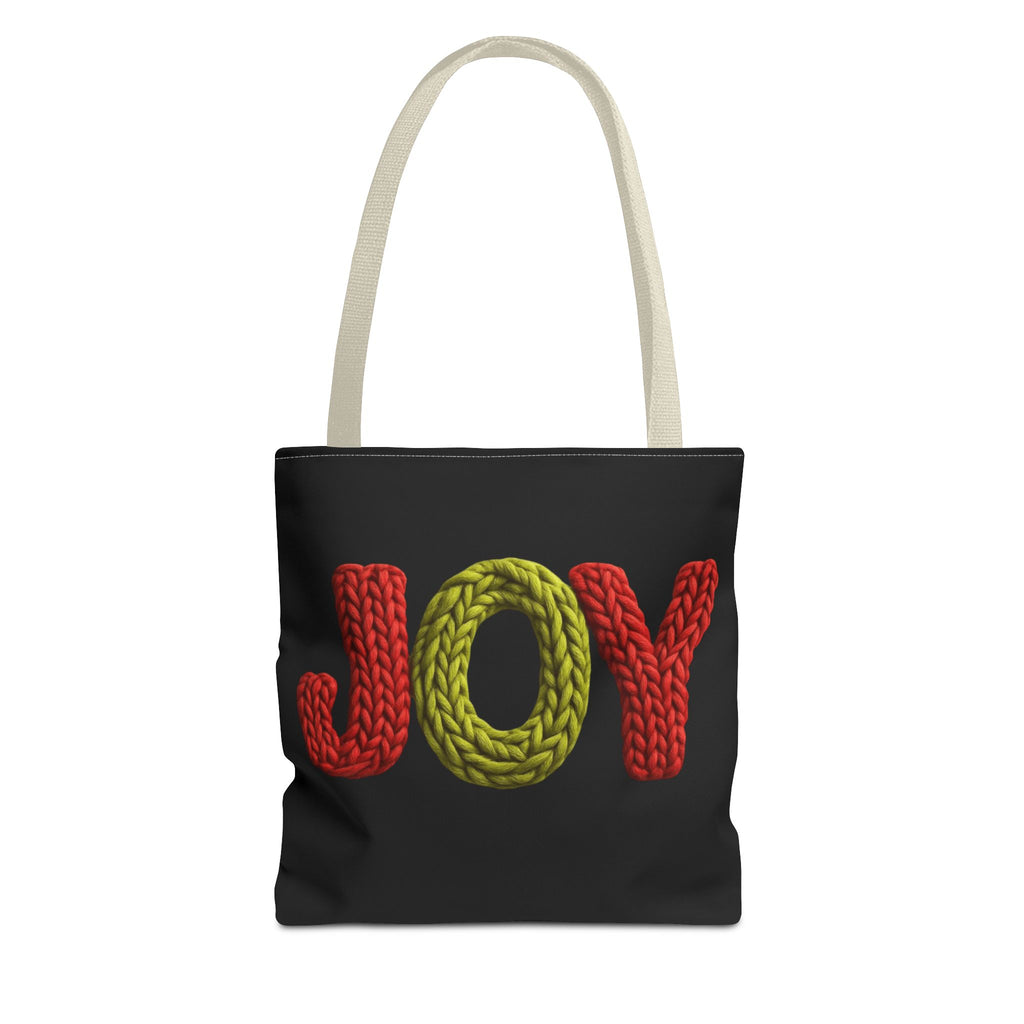 Christmas Tote Bag  Festive Holiday DesigJoy Knit Tote Bag  Colorful 'JOY' Yarn Design, Cozy Holiday Gift Tote