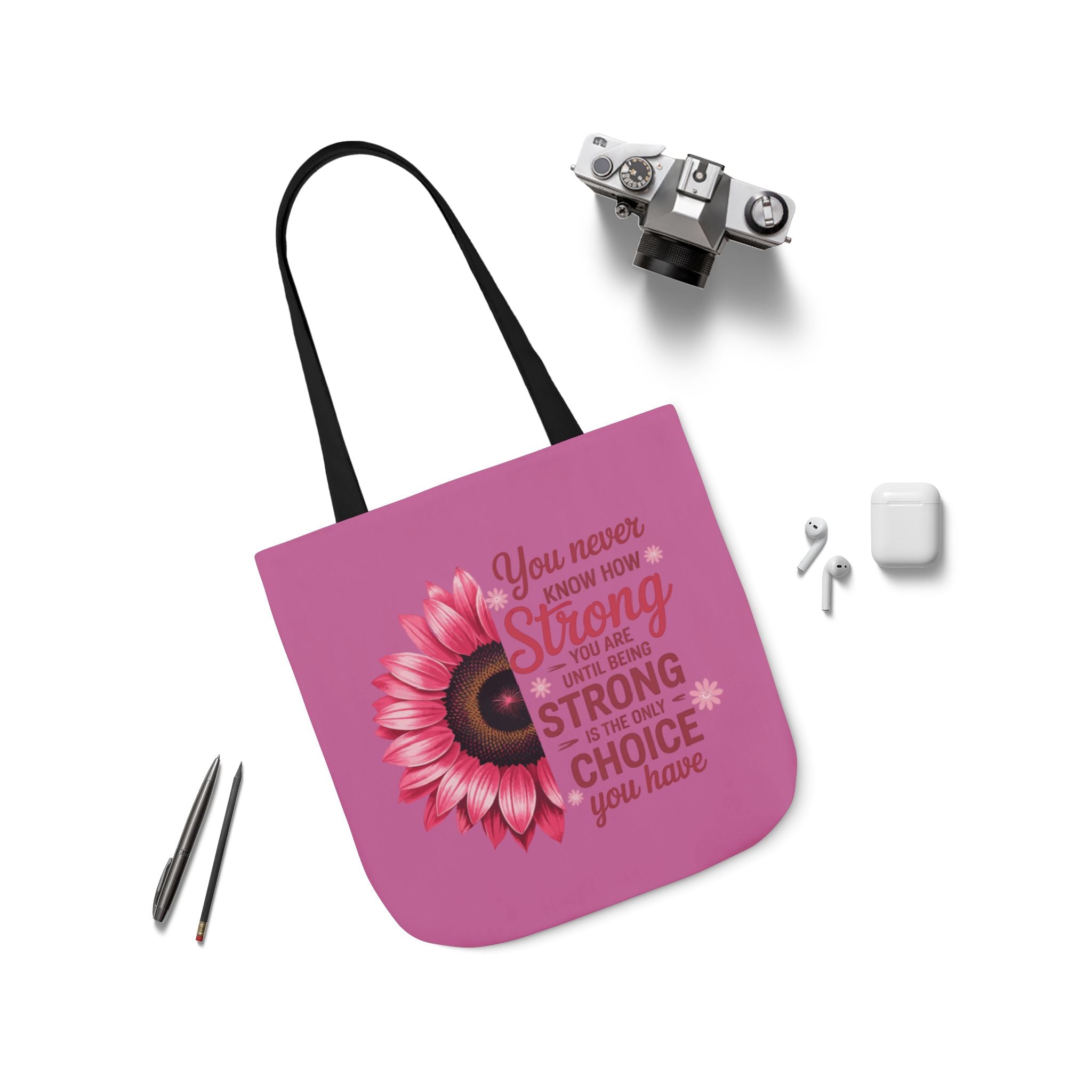 Cancer Survivor Hope Collection Inspirational Canvas Tote Bag with Floral Design